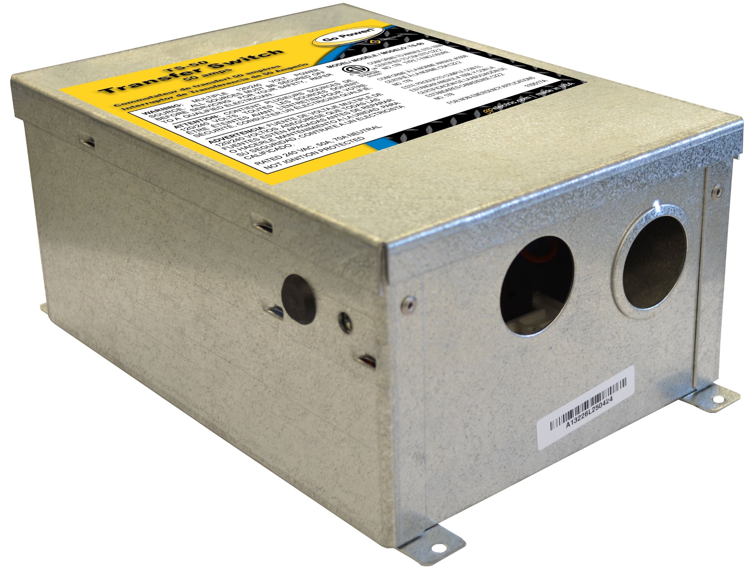 Go Power! TS-50 50 Amp Automatic Transfer Switch for RV Solar System - Reliable Power Switching for Camping & Off-Grid Living
