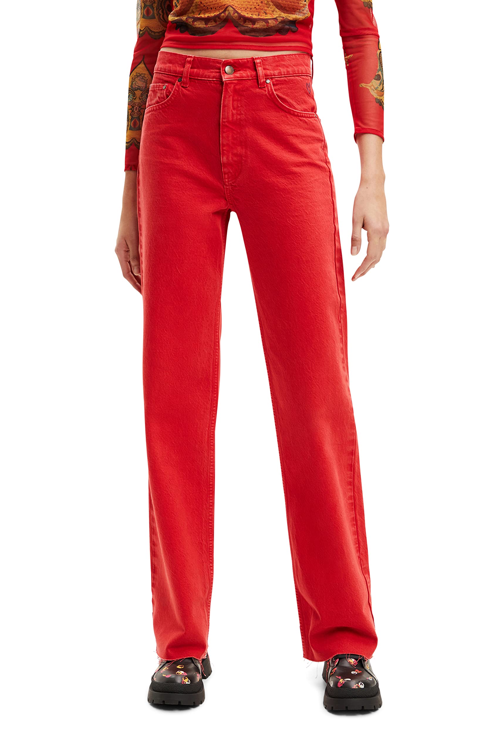 Desigual Women's Denim_lluïsa Jeans - 3080 Red River Wash High Waist Skinny Fit for Women | Perfect for Casual Wear, Office Outfits & Night Out