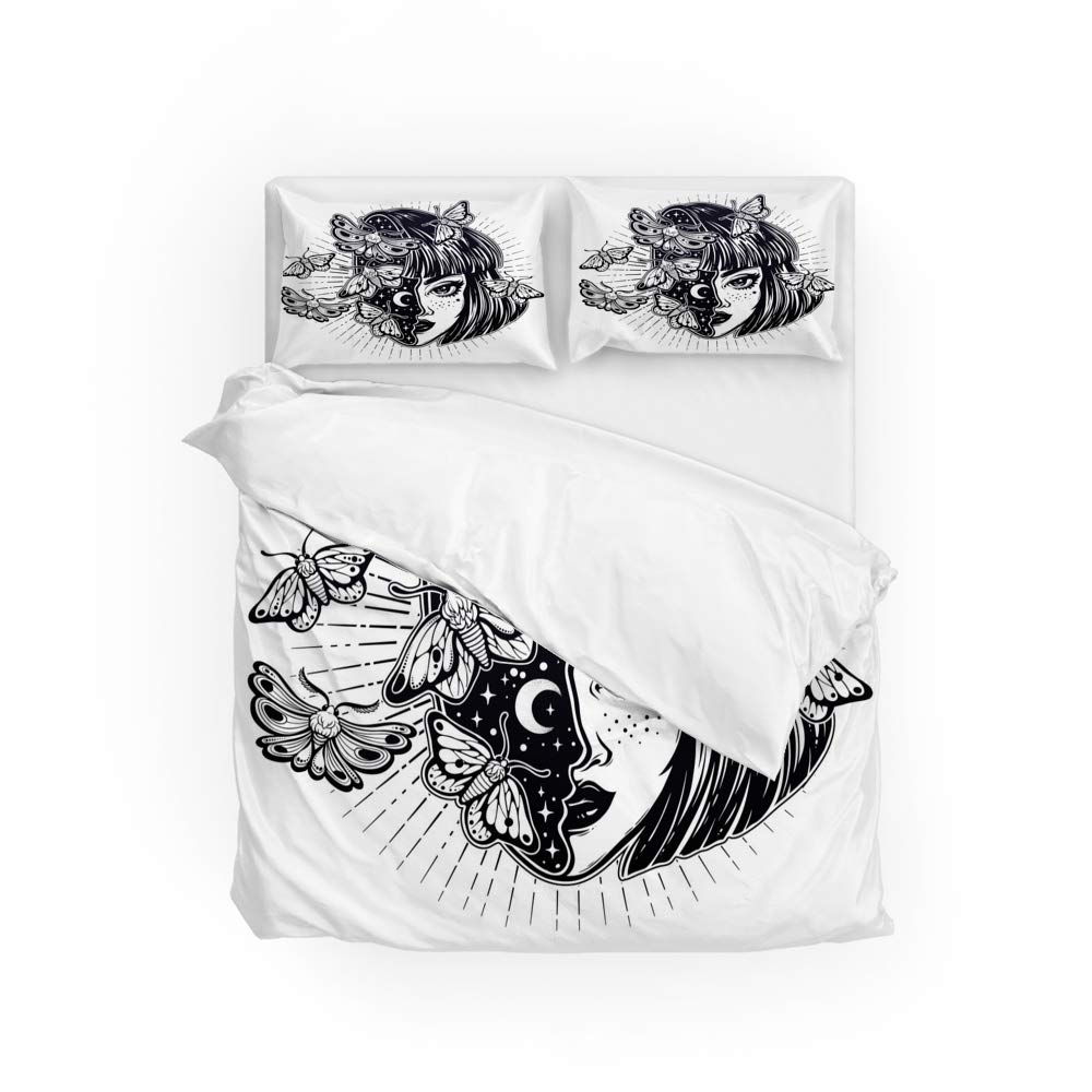 Magic Surreal Girl Head 3-Piece Comforter Set - Breathable Cotton Bedding with Pillow Shams, Soft All-Season Farmhouse Style for Hotel & Resort Use | Perfect for Guest Rooms, Vacation Rentals and Cozy Bedroom Decor