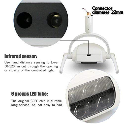 22mm Dental LED Exam Light with Infrared Sensor - Shadowless Oral Lamp for Dentist Chairs, Cold Light Technology - Perfect for Dental Clinics, Oral Surgeries & Teeth Whitening Procedures