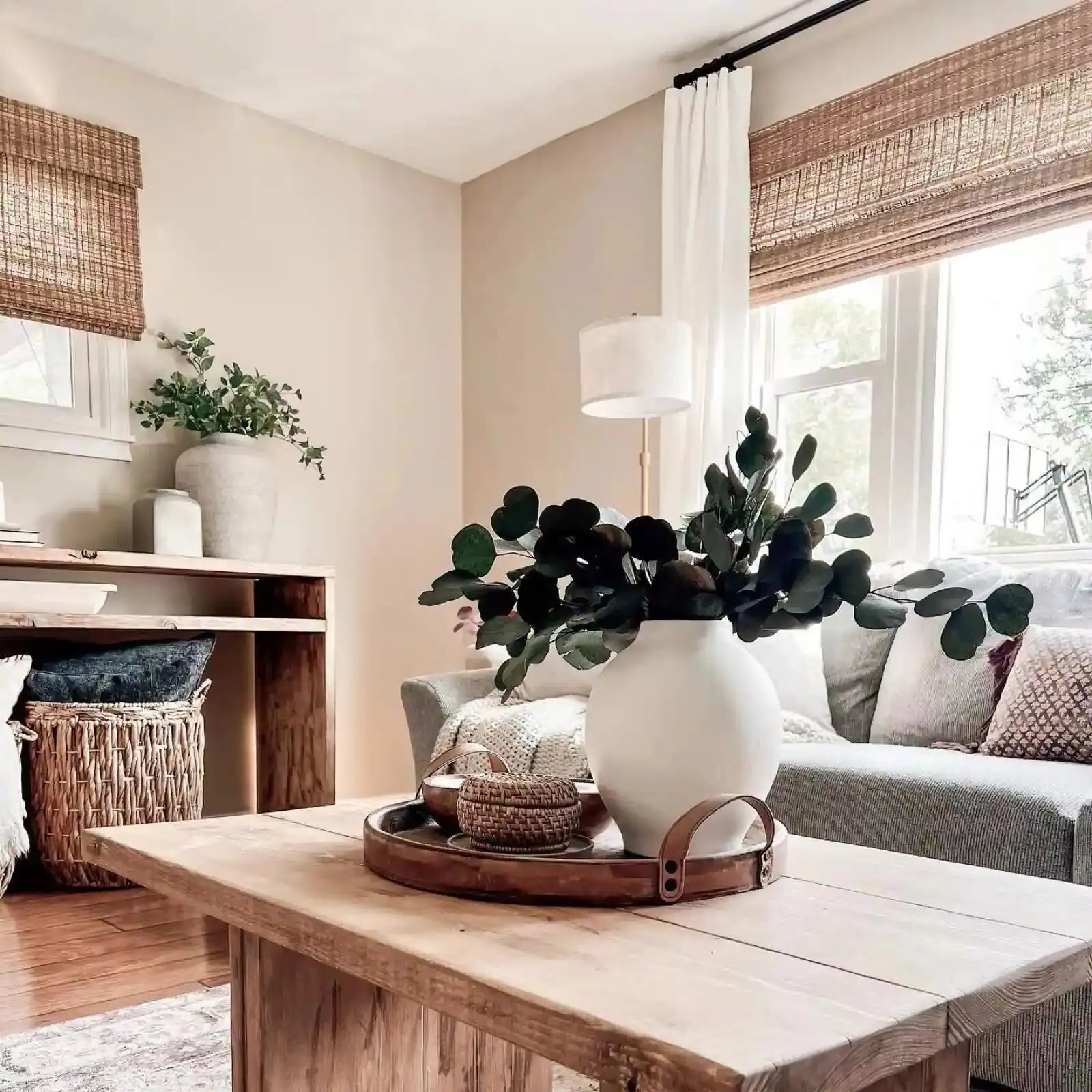Natural Jute Bamboo Woven Window Shade - Cinnamon Brown | Eco-Friendly Room Darkening Shades for Living Room, Bedroom & Office