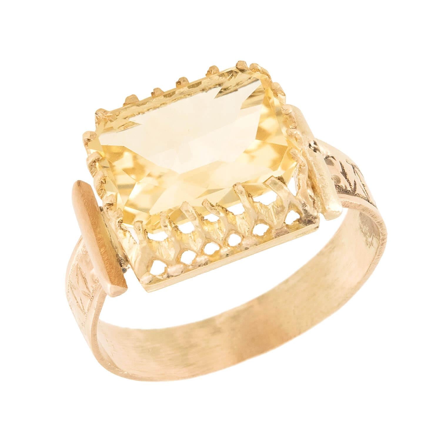 14K Gold Victorian Citrine Ring - Elegant Vintage Jewelry for Women, Perfect for Weddings, Parties & Special Occasions