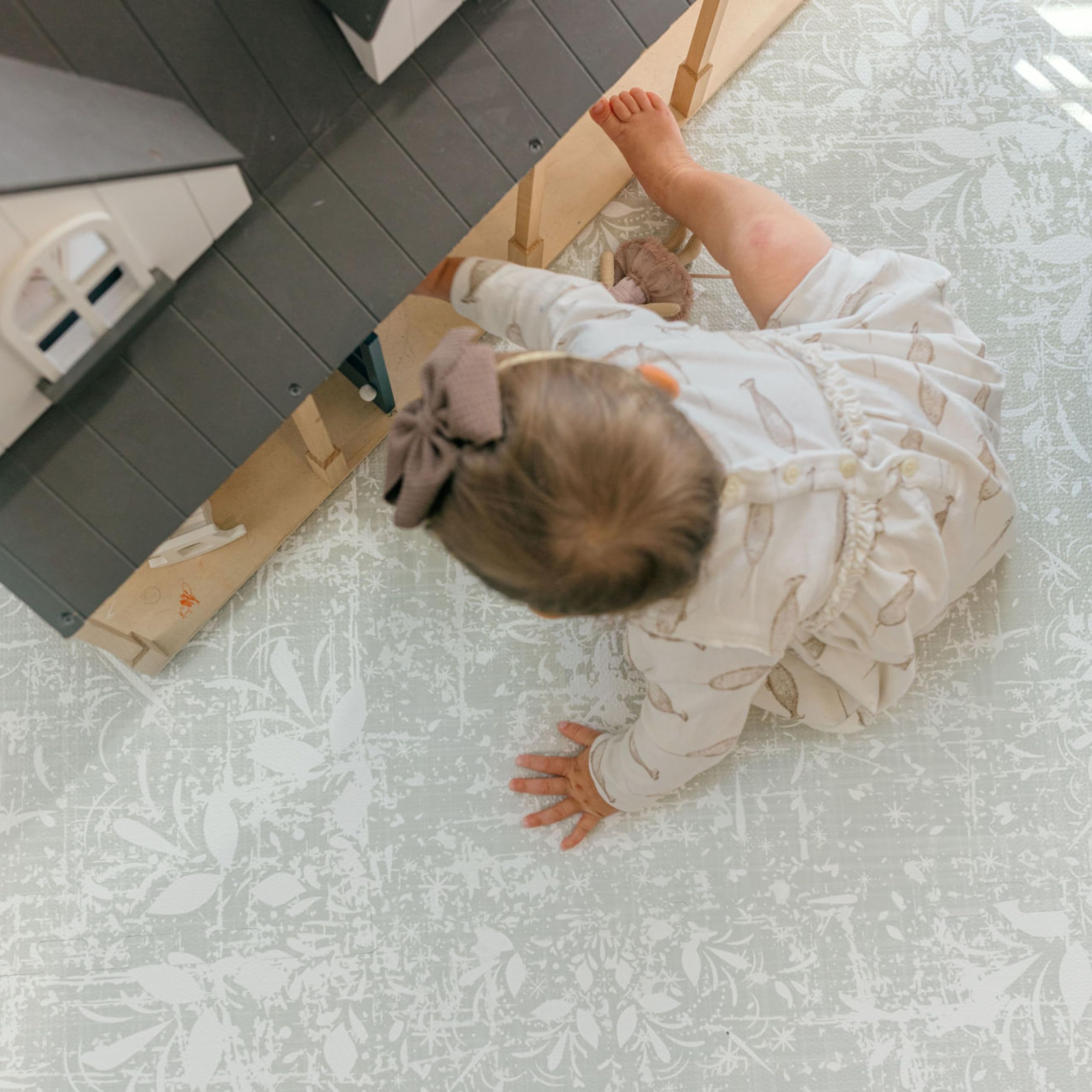 Premium EVA Foam Baby Play Mat 6x6ft - Non-Toxic Soft Floor Mat for Infants & Toddlers - Crawling Mat for Playroom, Nursery & Daycare - Perfect for Tummy Time, Learning & Safe Play - Waterproof & Easy to Clean - Eden Collection (Blue/Grey)