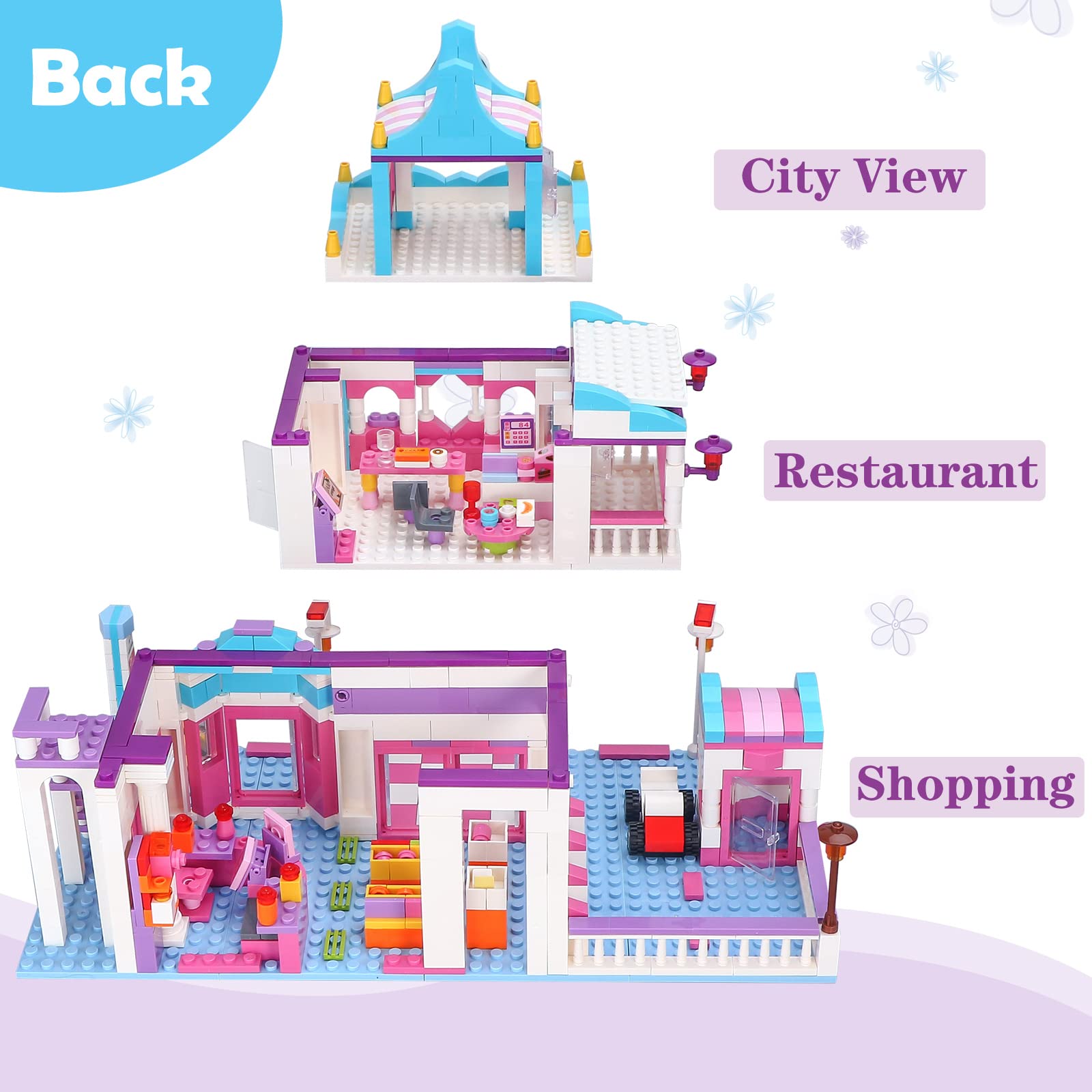 BRICK STORY Dream Girls Friends Shopping Mall Building Set - 808 Piece DIY Construction Toy with Supermarket & Restaurant Playset, 4 Mini Figures - Creative Gift for Girls Ages 6-12 - Perfect for Birthday, Christmas & Pretend Play