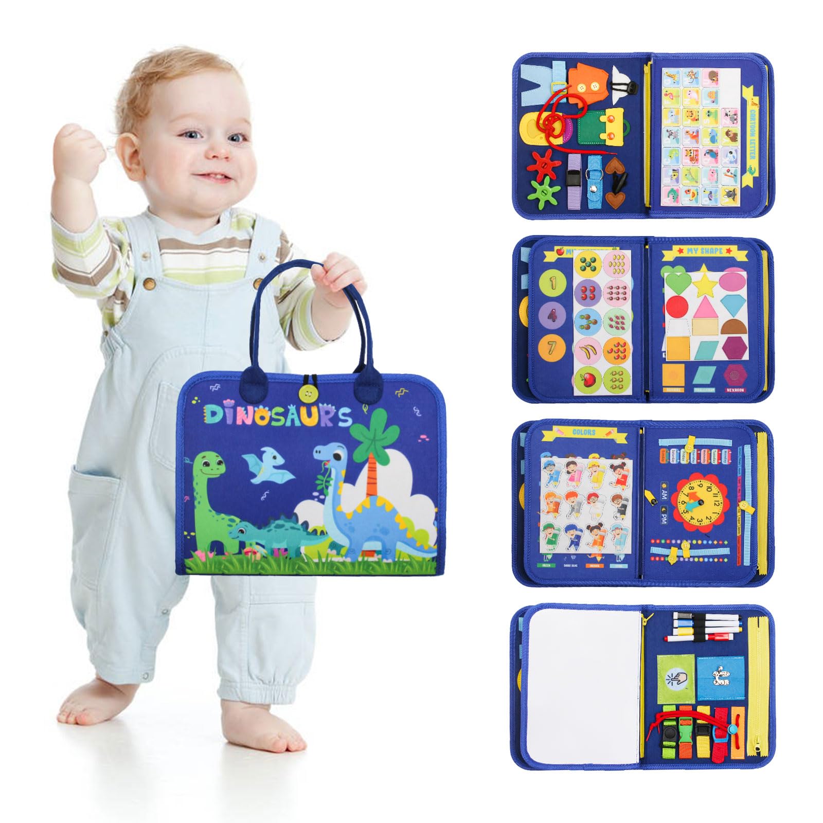 Montessori Busy Board for Toddlers 1-5 Years - Sensory Learning Toy for Fine Motor Skills Development, Educational Writing Board for Boys & Girls - Perfect for Travel, Classroom & Home Playtime