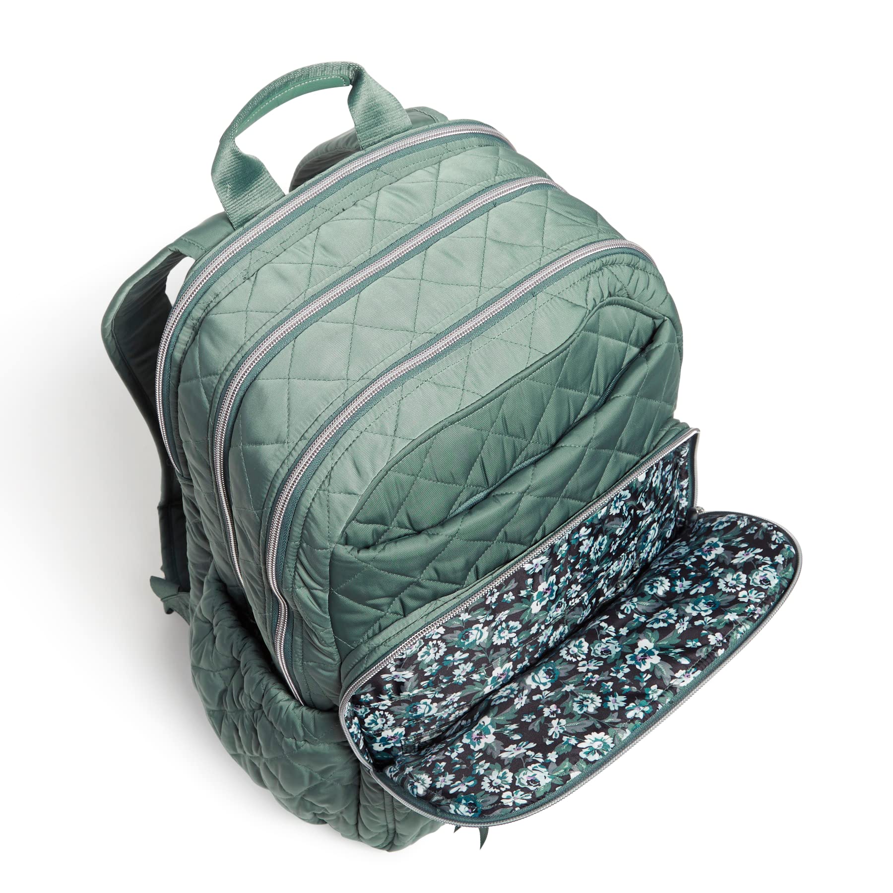 Vera Bradley Women's Performance Twill XL Campus Backpack - Olive Leaf - Spacious Laptop Bag for College, Work & Travel - Durable School Backpack with USB Port & Padded Straps