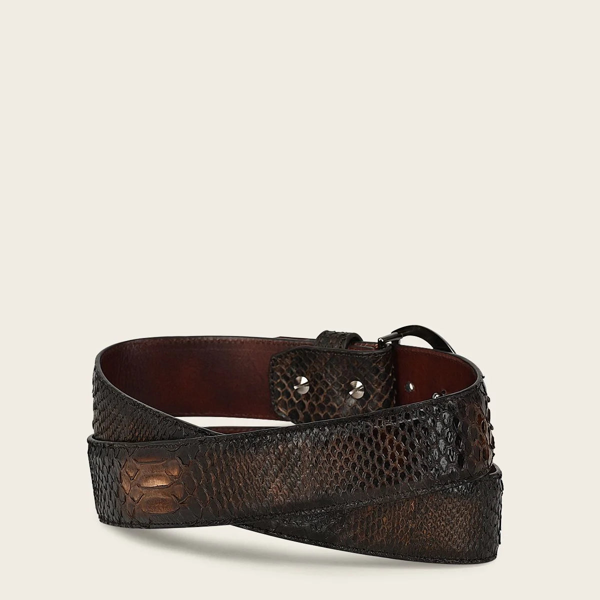 CS381PH Men's Brown Casual Fashion Python Skin Belt - Stylish & Durable Accessory for Everyday Wear, Office & Outdoor Activities