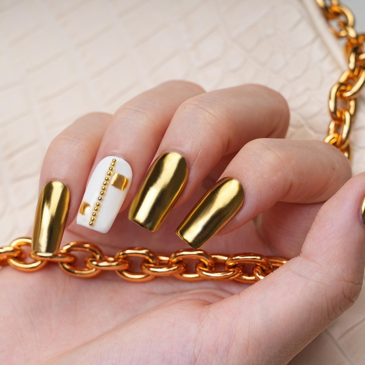 PrettyDiva Gold Chrome Nail Powder - Mirror Metallic Nail Pigment for DIY Nail Art & Manicure | Perfect for Salon, Home Nail Decoration & Professional Nail Design