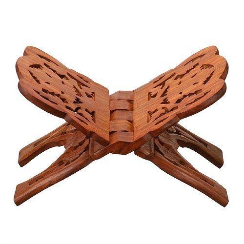 Wooden Book Stand - Foldable Desk Holder for Reading, Bible, Cookbooks & Office Use - Modern Brown Bookrest for Study, Work & Home Decor