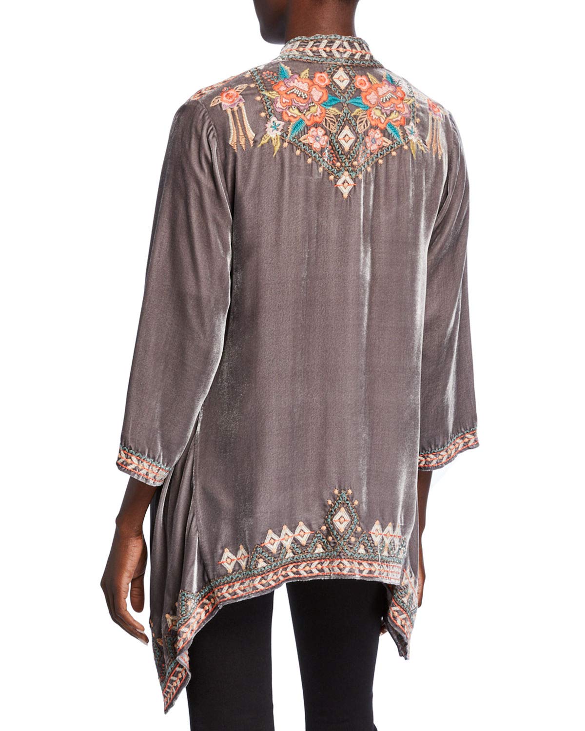 Johnny Was Maeve Velvet Draped Cardigan Jacket with Embroidery - Elegant Women's Outerwear for Fall & Winter | Perfect for Parties, Date Nights & Office Wear