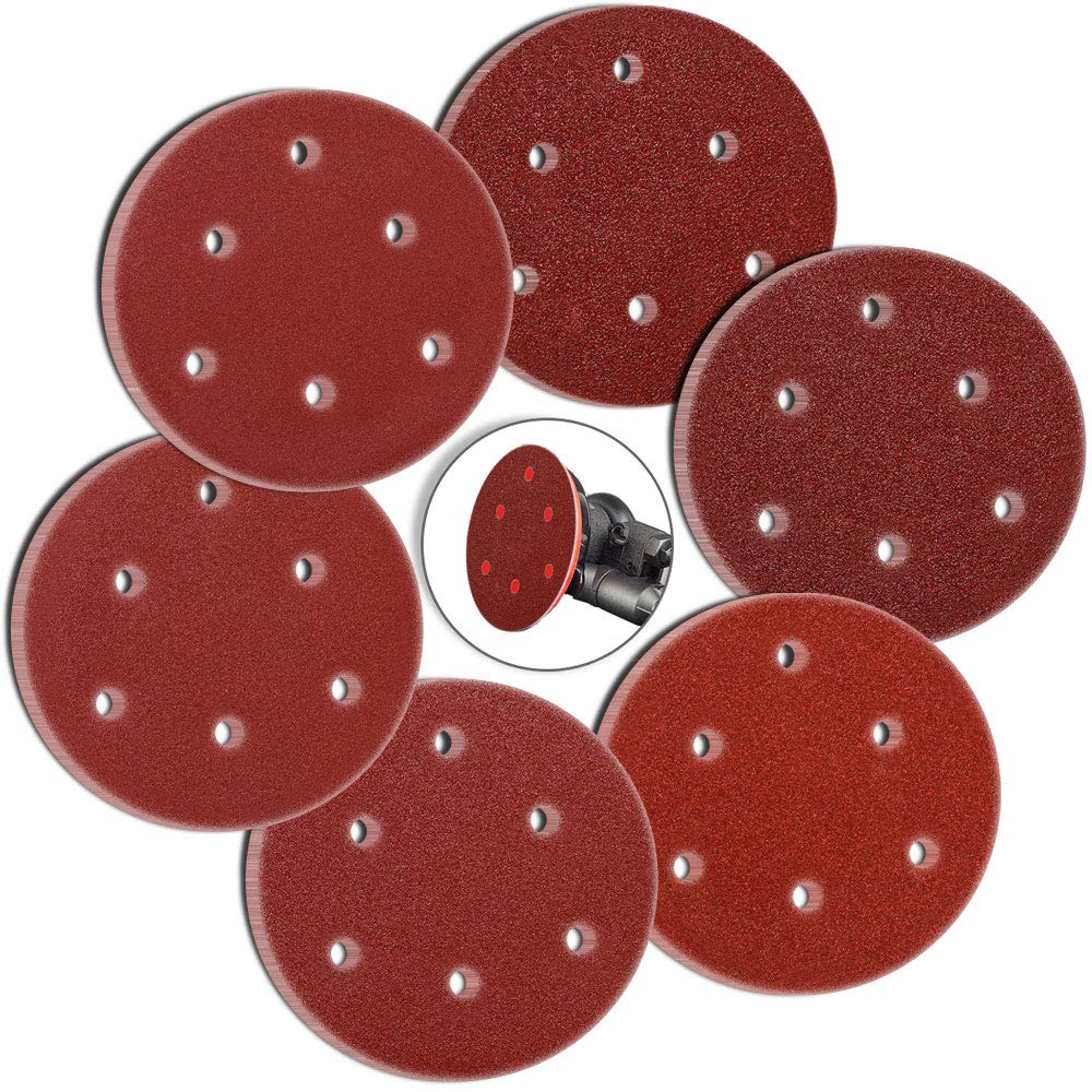 HIFROM 72-Piece 5-Inch Sanding Discs Kit - 6-Hole Dustless Hook & Loop Sandpaper Assortment (40/60/80/120/180/240 Grit) - Compatible with Random Orbital Sanders & Grinders - Perfect for Woodworking, Metal Polishing & DIY Home Projects