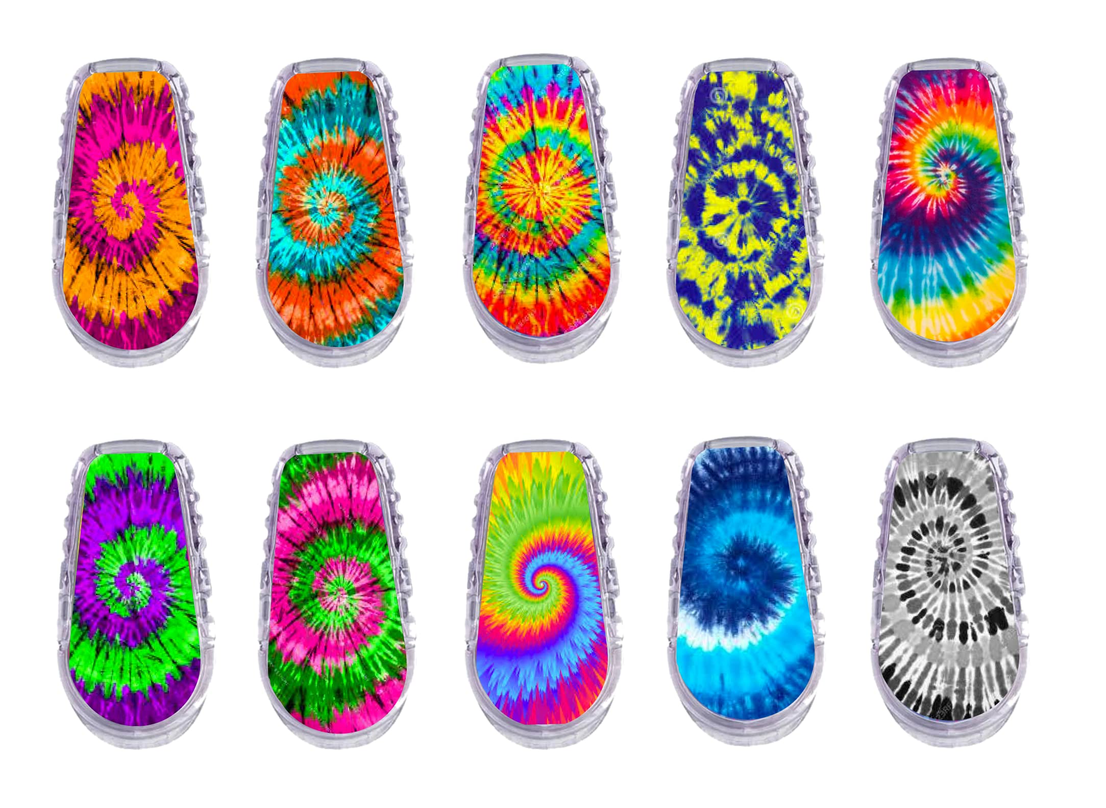 Dexcom G6 Transmitter Stickers - 10 Pack Colorful Tie Dye Adhesive Decals for Diabetes CGM - Secure & Stylish Protection for Active Lifestyles