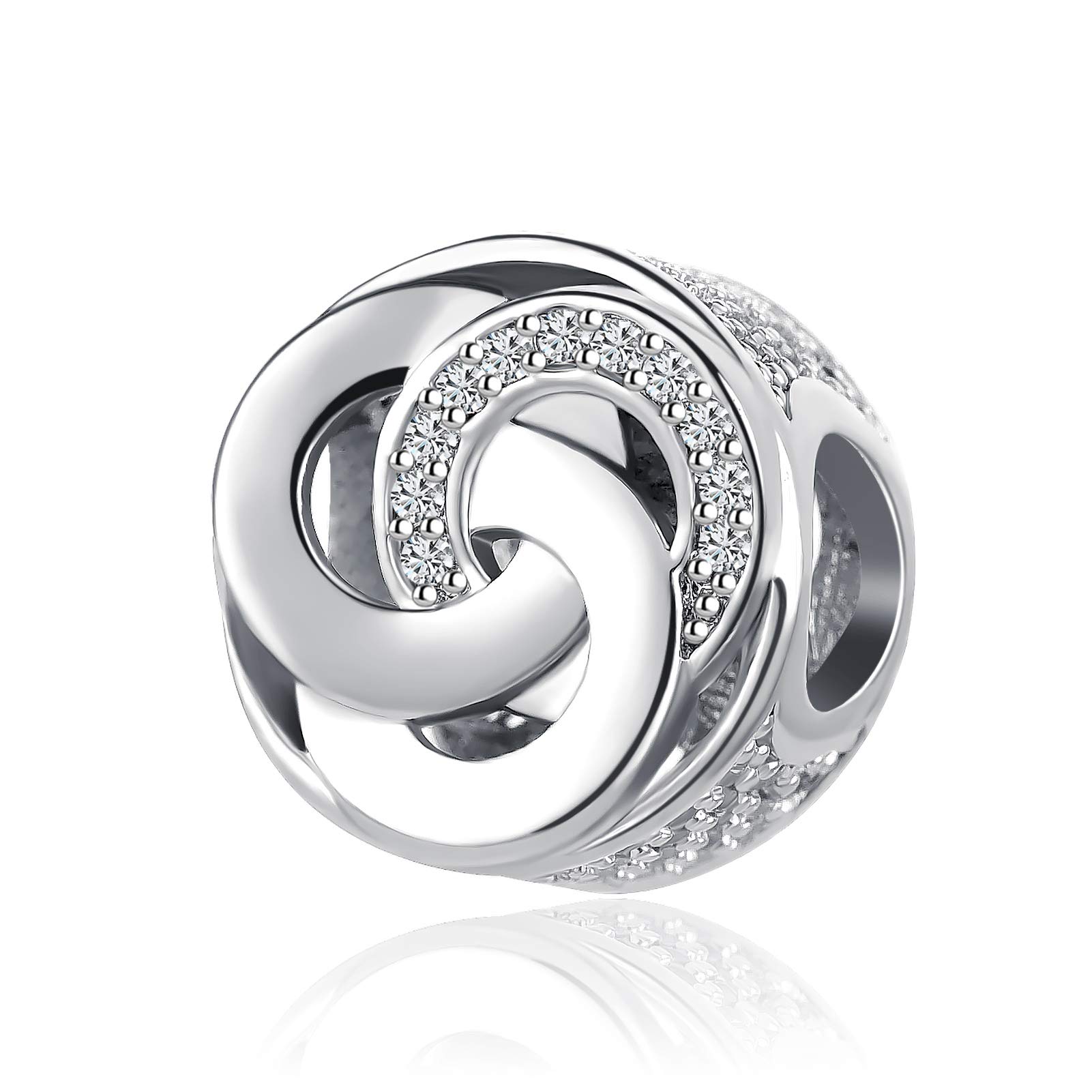 Cubic Zirconia Heart Charm Pendant for Women - Elegant Round Entwined Design for Bracelets & Necklaces - Perfect for Valentine's Gifts, Anniversary Jewelry and Everyday Wear