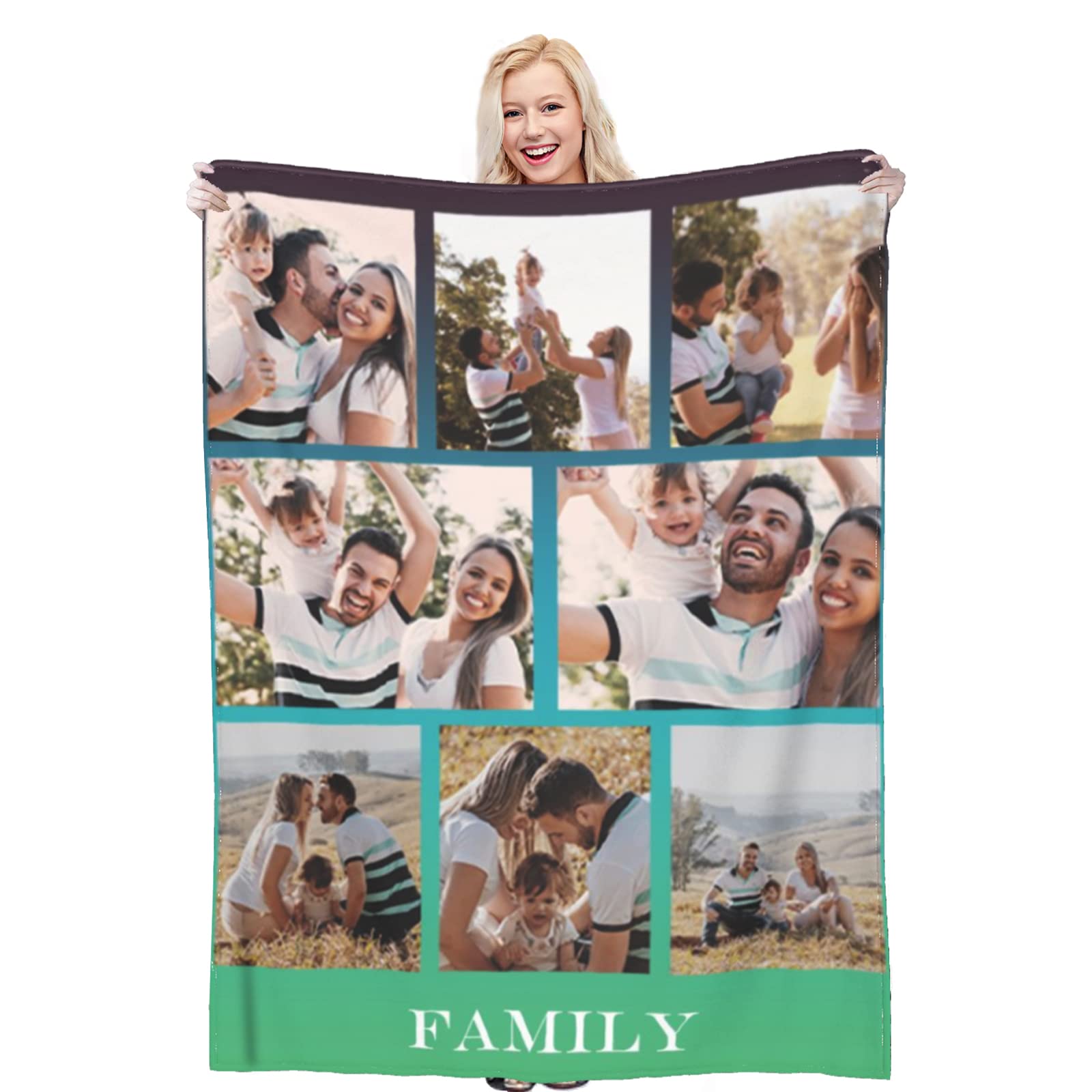 Custom Photo Blanket Personalized with Text - 80