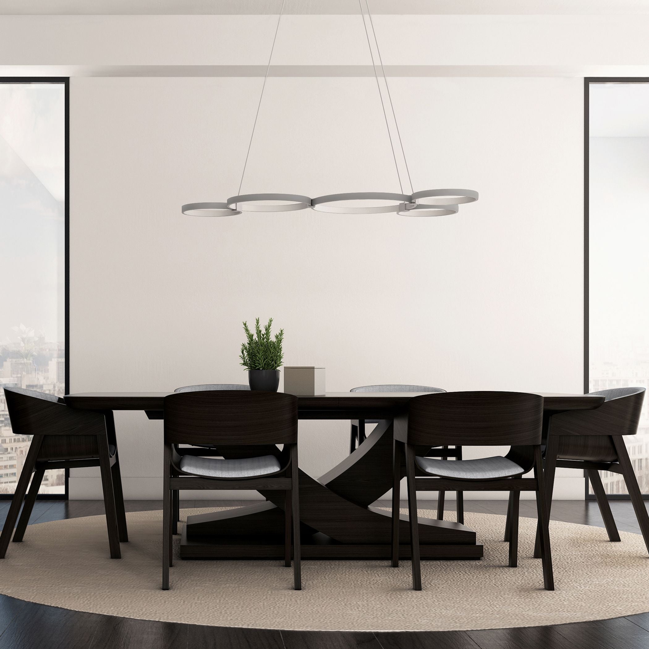 VONN Capella 50 VMC32410AL Silver Multi-Ring LED Chandelier - Modern Crystal Ceiling Light Fixture for Dining Room, Living Room & Bedroom Lighting