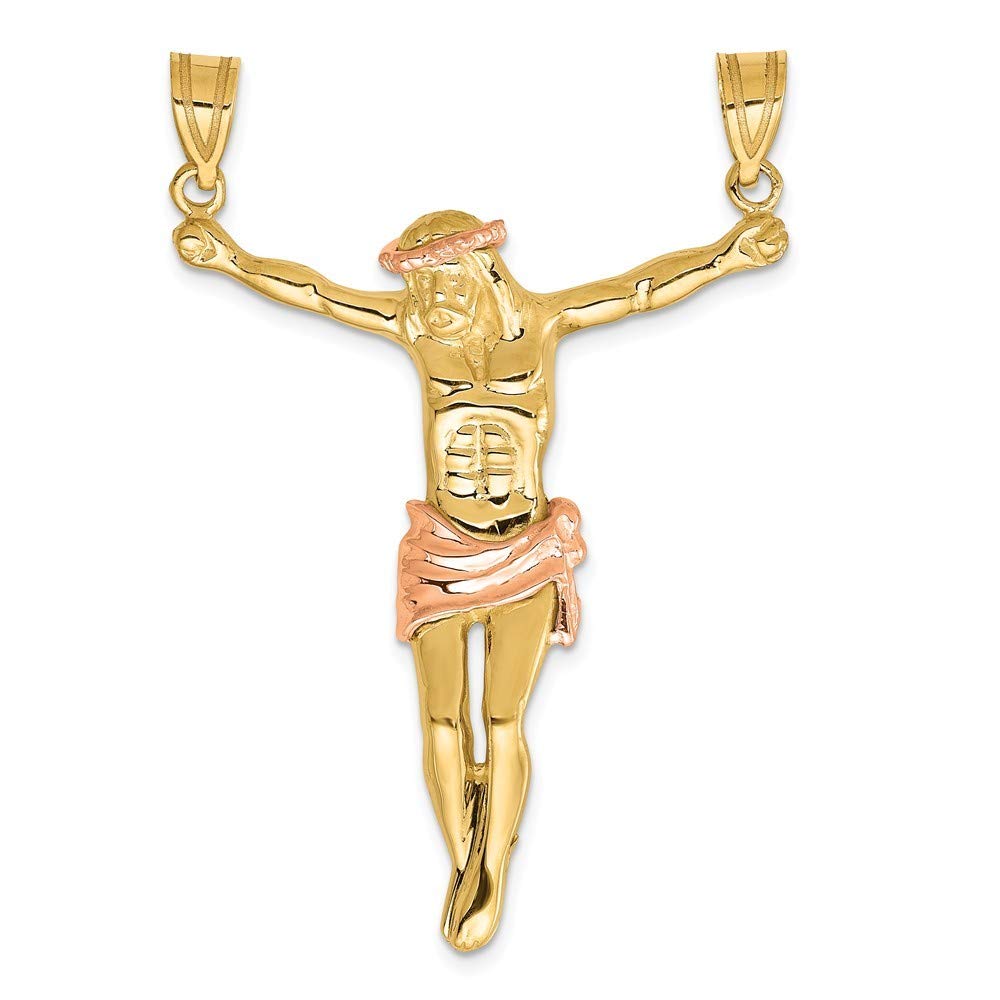 14K Two-Tone Gold Rose Pendant Necklace for Women - Elegant Religious Corpus Christi Jewelry Gift for Her - Perfect for Church, Weddings & Special Occasions