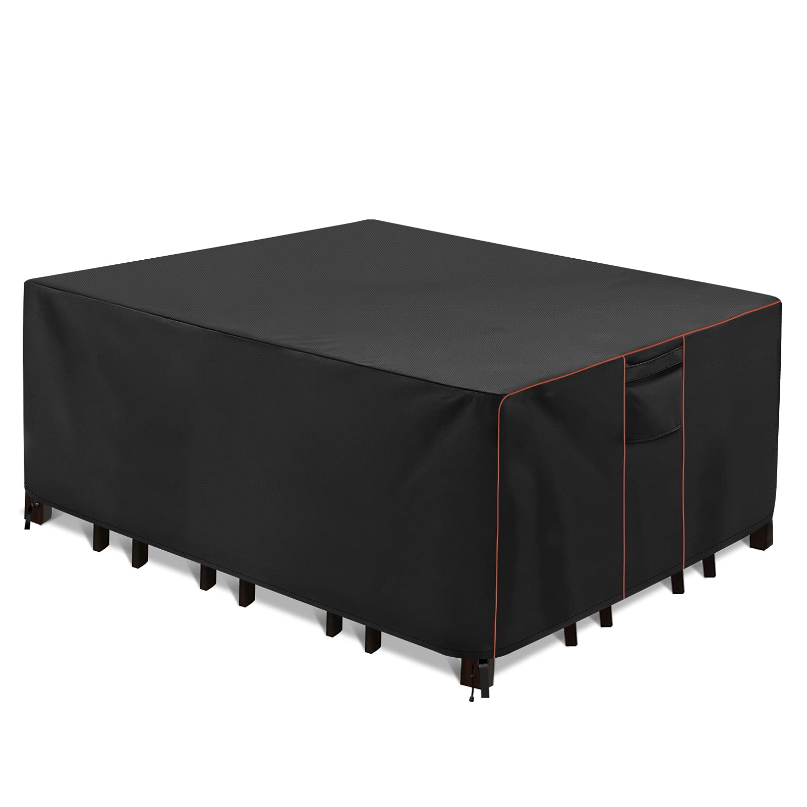Waterproof 600D Heavy Duty Patio Furniture Covers - Outdoor Square Table Cover for Chairs, Sectional Sofa, Couch & Bench (96x96x28 Inch) - Perfect for All-Weather Protection & Backyard Decor