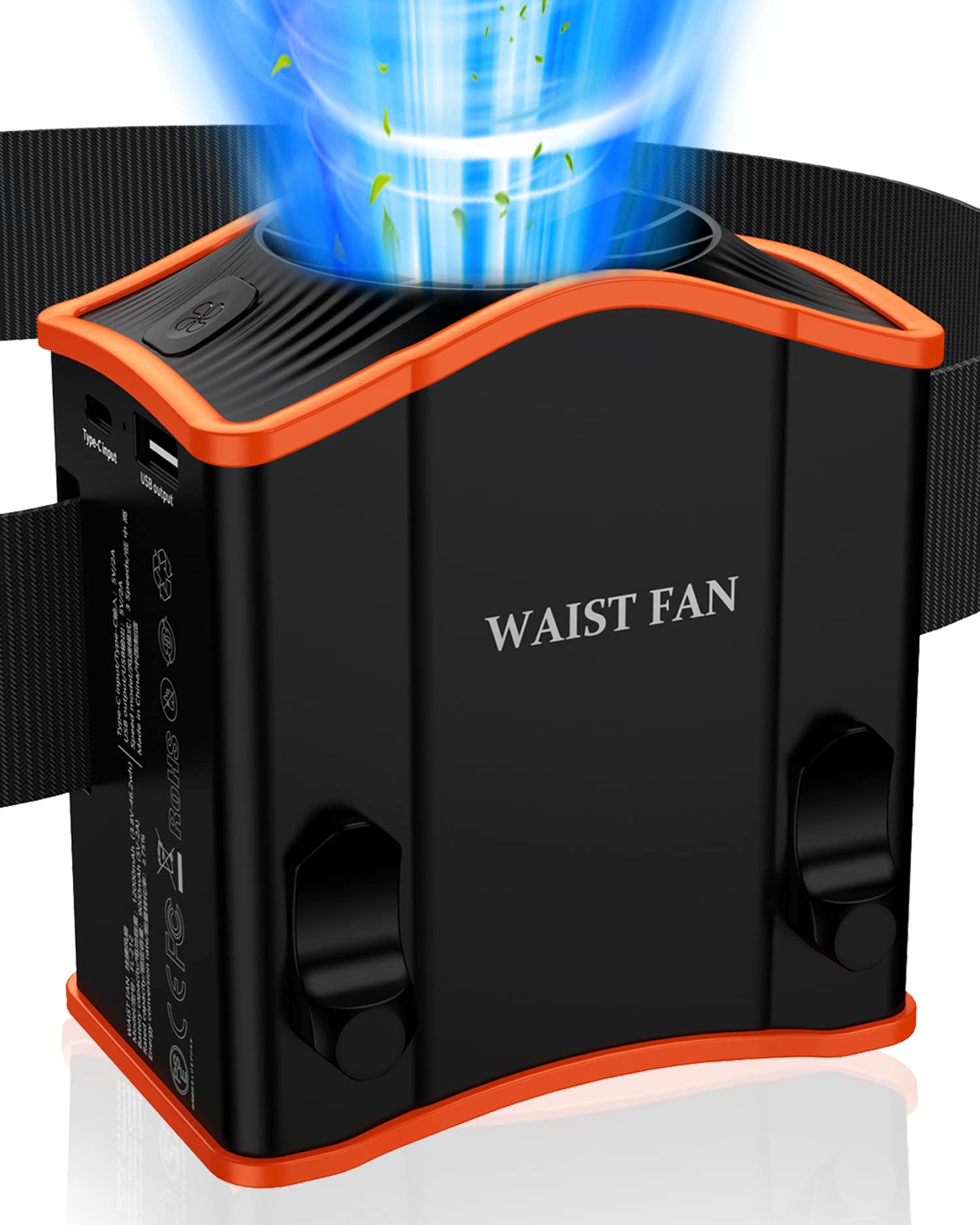 Upgraded Portable Waist Fan with Adjustable Belt - 10X Strong Wind, 12000mAh Battery (40+ Hours) - Perfect for Outdoor Work, Camping, Travel & Fishing - Stay Cool During Hiking, Gardening, and Sports Activities