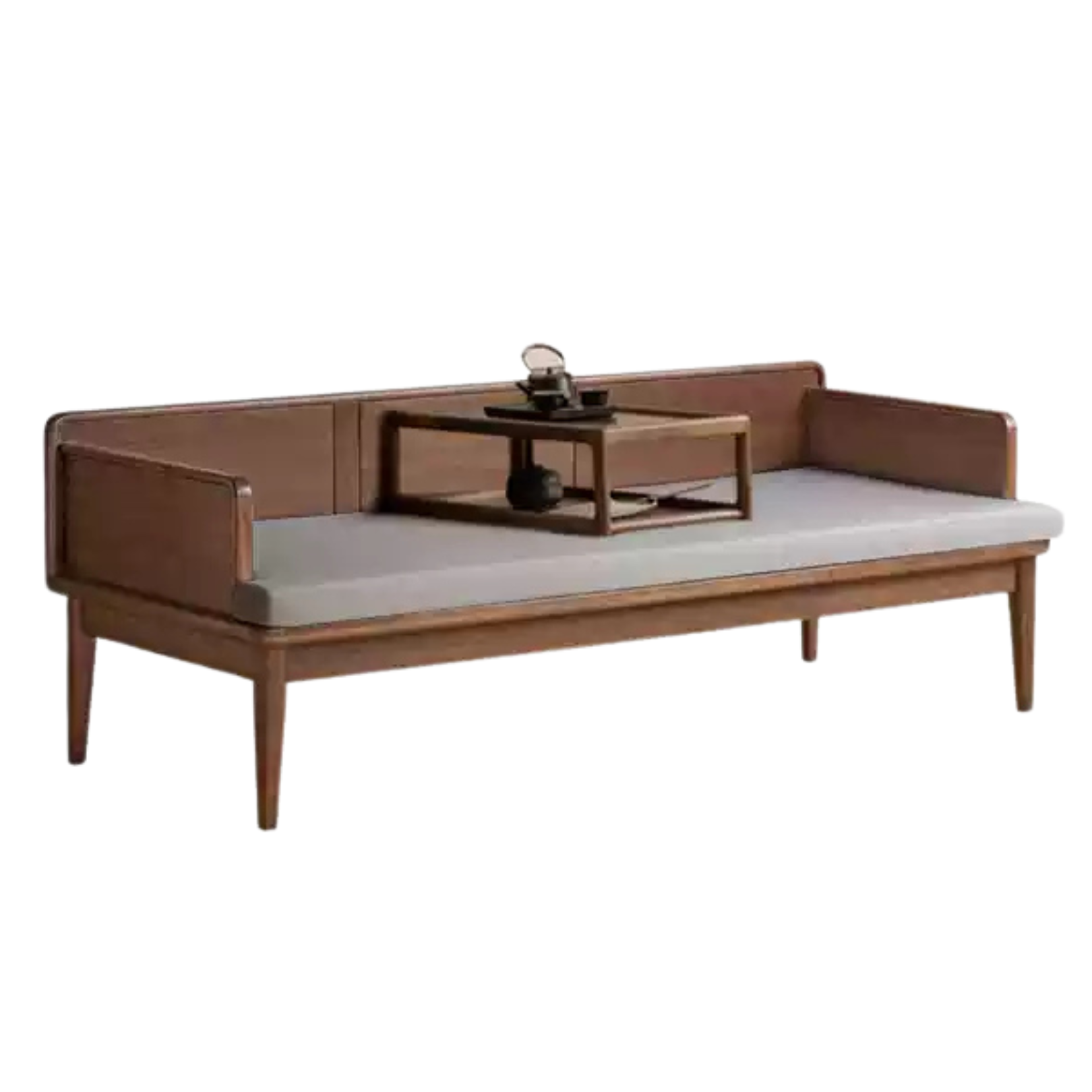 Premium Solid Wood Bed Frame - Black Walnut & Oak - Modern Chinese Style Bedroom Furniture for Master Bedroom or Guest Room