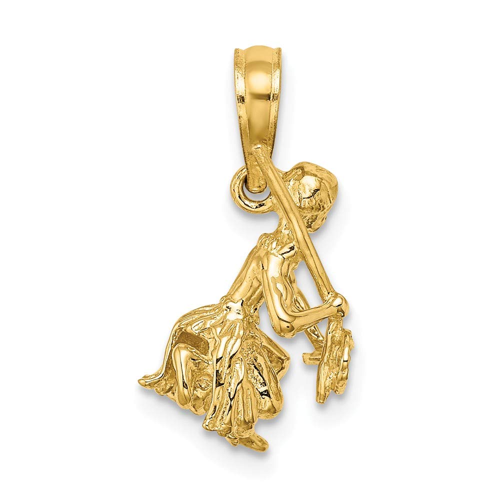 14K Solid Yellow Gold 3D Island Warrior Dance Charm Pendant - 21mm x 9mm - Hawaiian Souvenir Jewelry for Necklace, Gift & Special Occasions