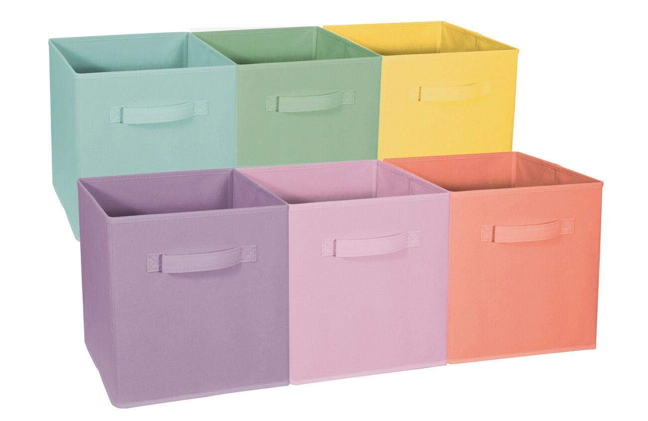 6-Pack Foldable Fabric Storage Bins - Closet Organizer Cubes for Shelves, Bathroom, and Cabinet Storage | Space-Saving Home Organization Solution for Toys, Books, and Laundry