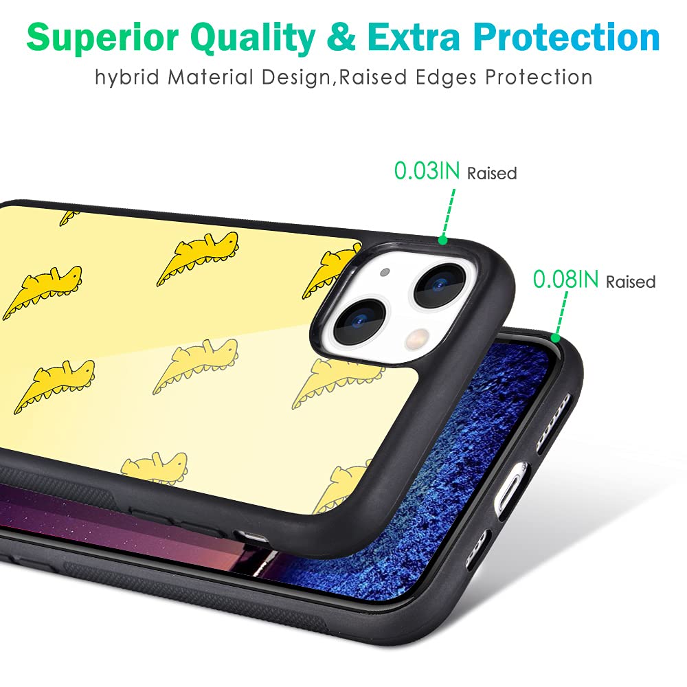 MAYCARI iPhone 13 Pro Max Case - Cute Yellow Dinosaur Design, Hard Back & Soft TPU Bumper Protective Cover for Women & Girls | Perfect for School, Work & Everyday Use