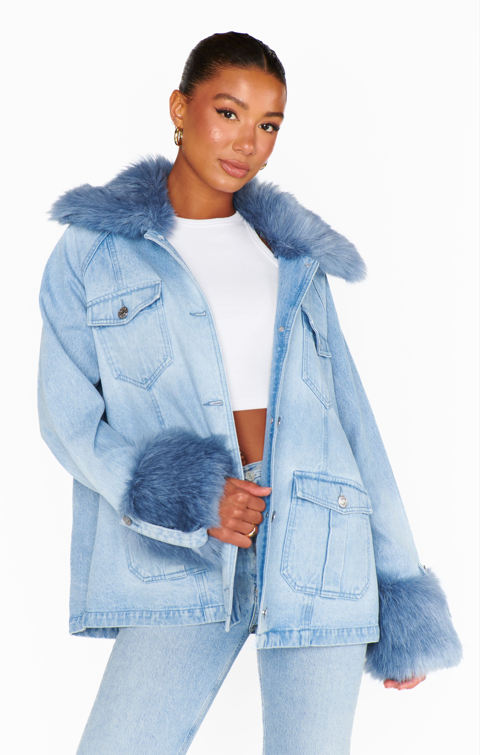 Copenhagen Jacket - Drift Indigo with Blue Faux Fur Hood | Waterproof Winter Coat for Women | Perfect for Snowboarding, Skiing & Cold Weather Outdoor Activities
