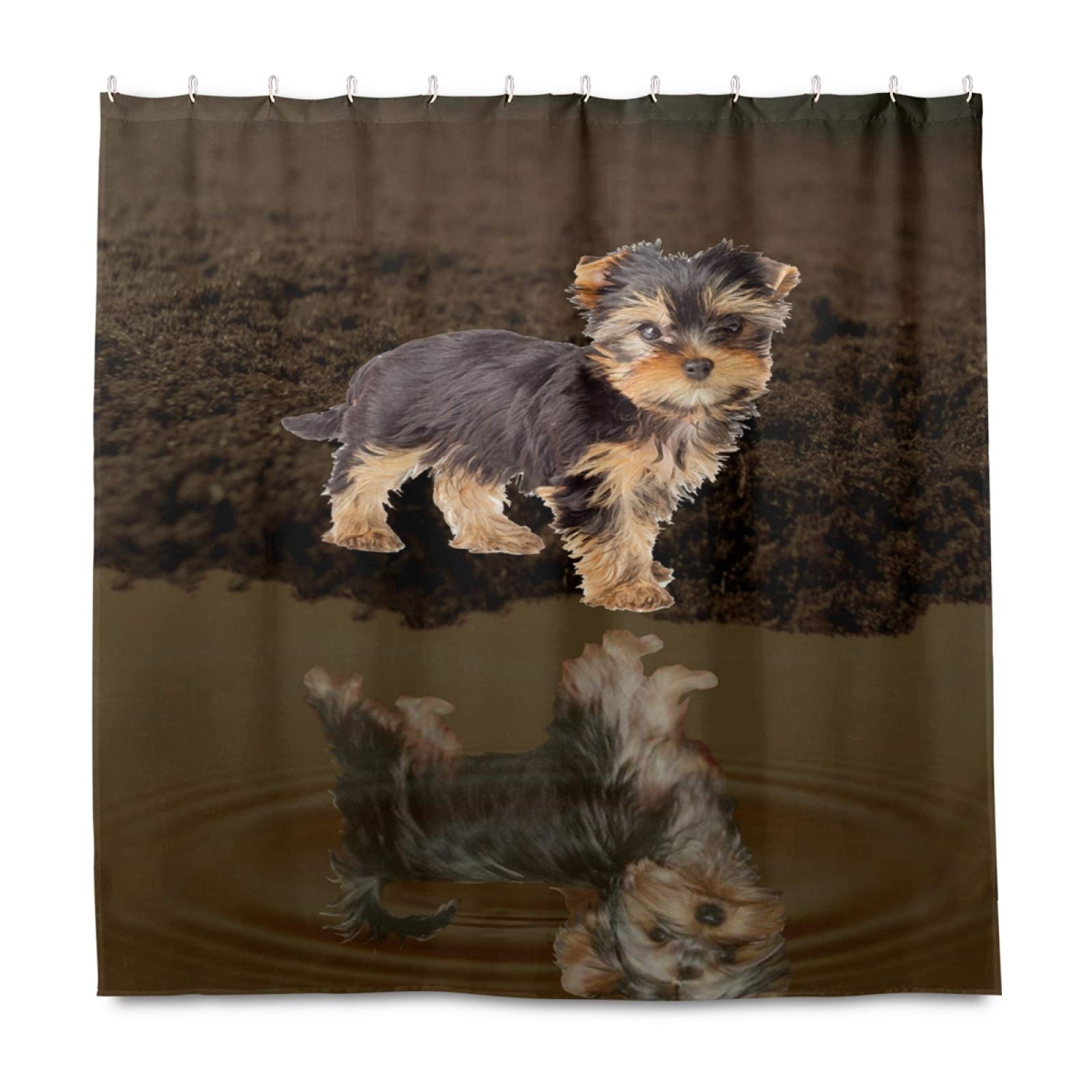 Yorkie Dog Shower Curtain Set - Waterproof Fabric Bath Curtain with 12 Hooks, 72x72 Inches - Perfect for Pet Lover Bathrooms & Themed Decor