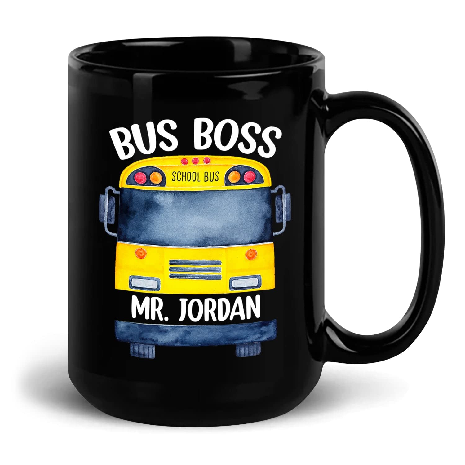 Personalized School Bus Driver Coffee Mug - Funny Custom Bus Boss Mug Gift for Men & Women - 11oz & 15oz Ceramic Cup - Perfect for Teachers, Transportation Workers & Coffee Lovers at School or Work