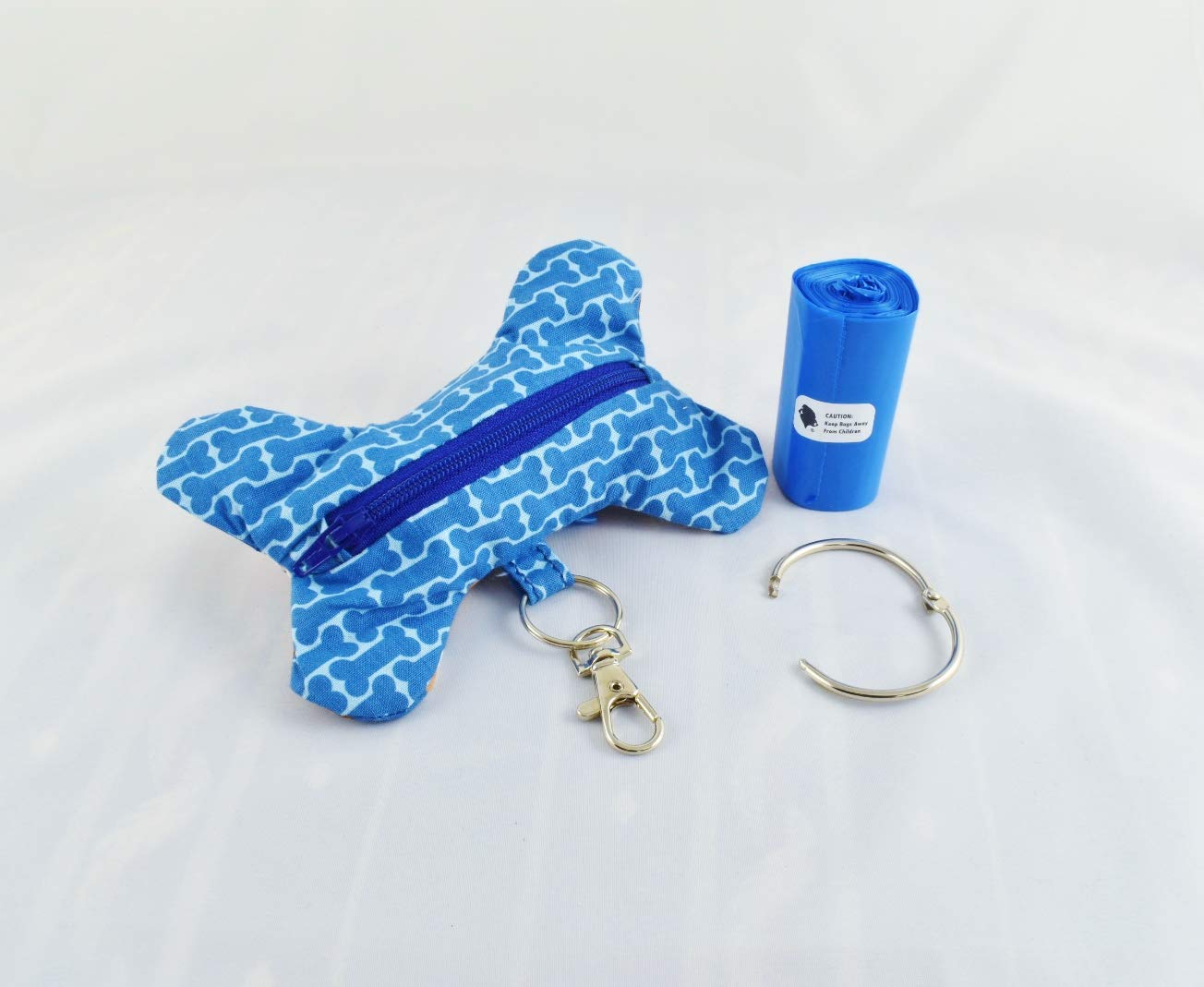 Blue Bone-Shaped Dog Poop Bag Dispenser with Adjustable Clip - Portable Waste Bag Holder for Walking, Hiking & Outdoor Potty Training | Durable Pet Accessory for Leashes, Belts & Backpacks