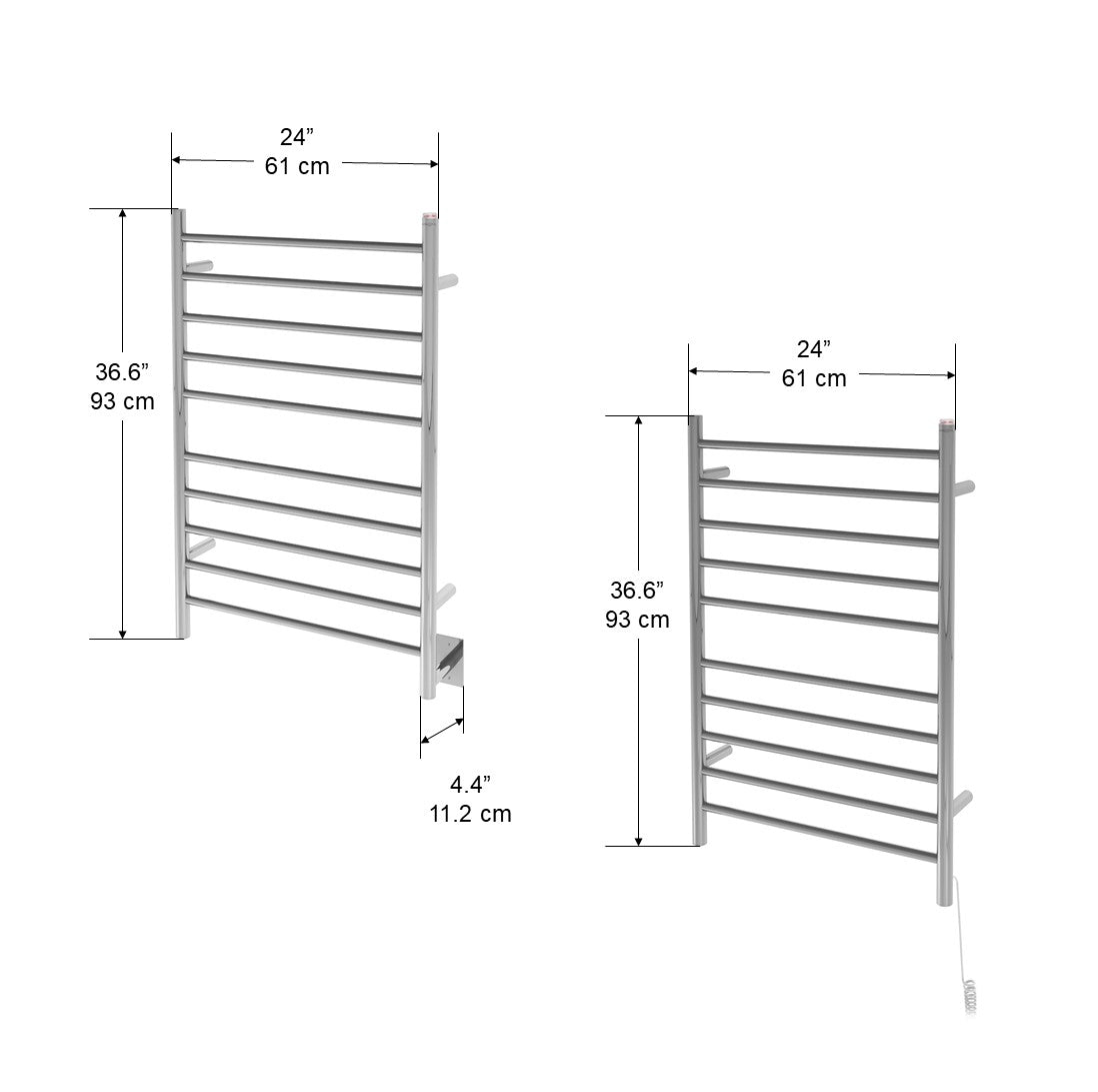 Premium 10 Bar Dual-Powered Towel Warmer - Hardwired & Plug-In for Bathroom Luxury | Polished Stainless Steel | Perfect for Spa, Hotel & Home Use