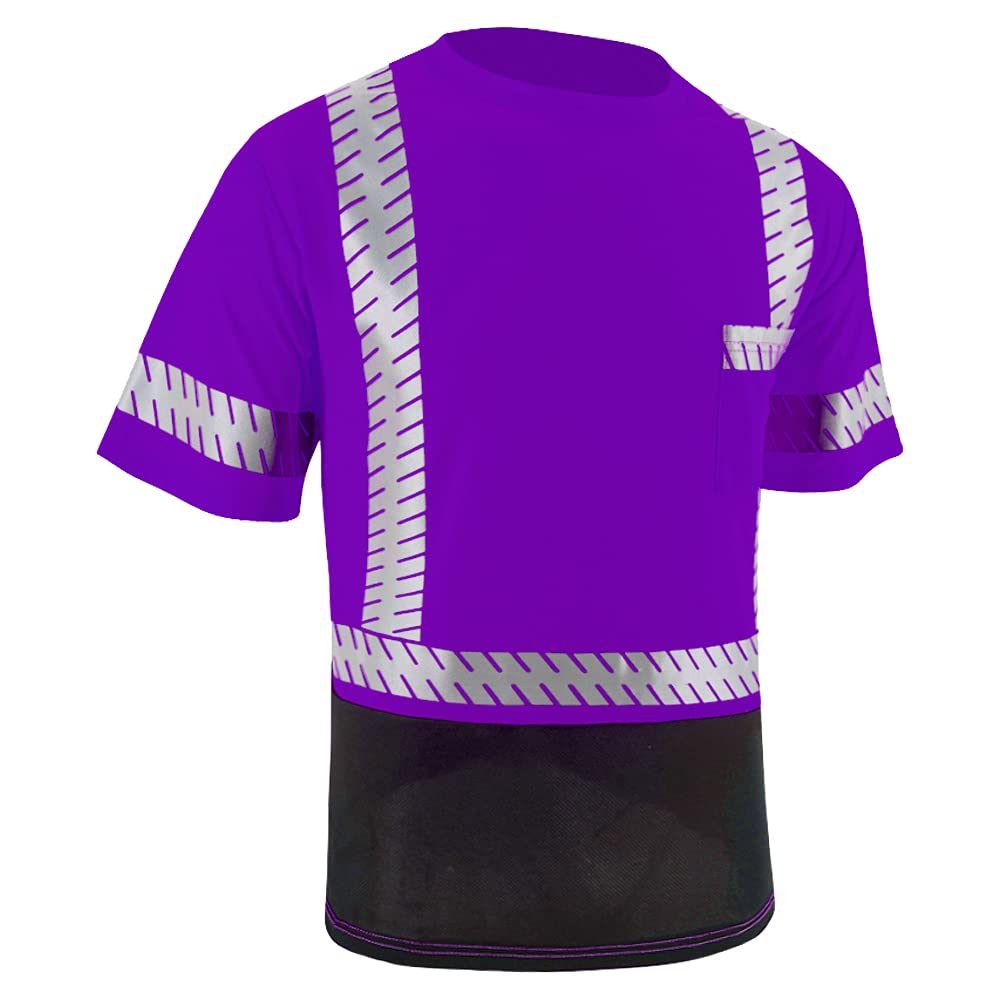 ANSI Class 3 High Visibility Safety Shirts with Reflective Strips - Black Construction Work Shirts for Men - Ideal for Road Work, Night Shifts & Hazardous Job Sites