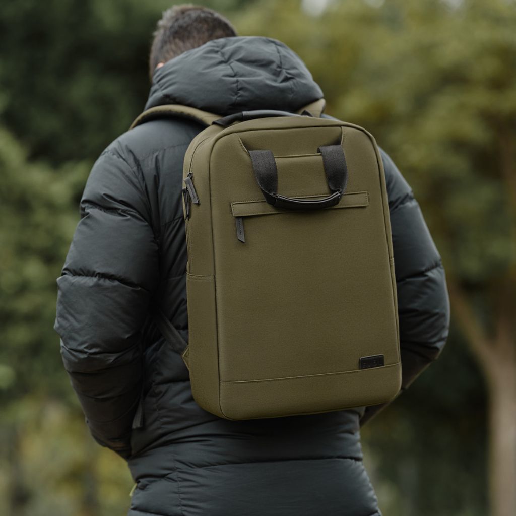 Evol 15.6 Inch Recycled Business Laptop Backpack - Olive Green | Durable & Eco-Friendly Work Bag for Office, Travel & Commuting
