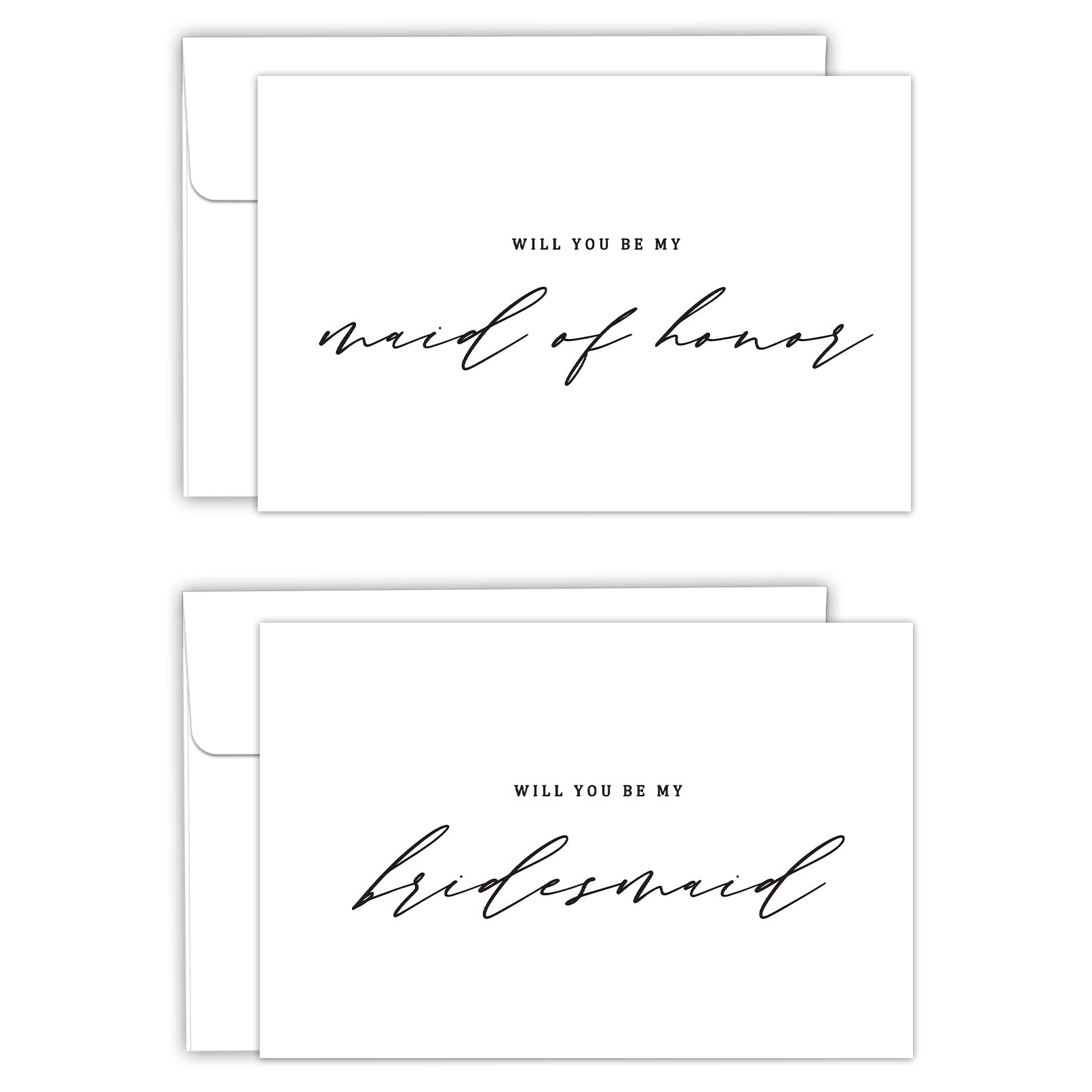 Will You Be My Bridesmaid Card Set - 6 Pack with Envelopes (4 Bridesmaid Proposal Cards + 2 Maid of Honor Cards) - Perfect for Wedding Proposals & Bridal Showers