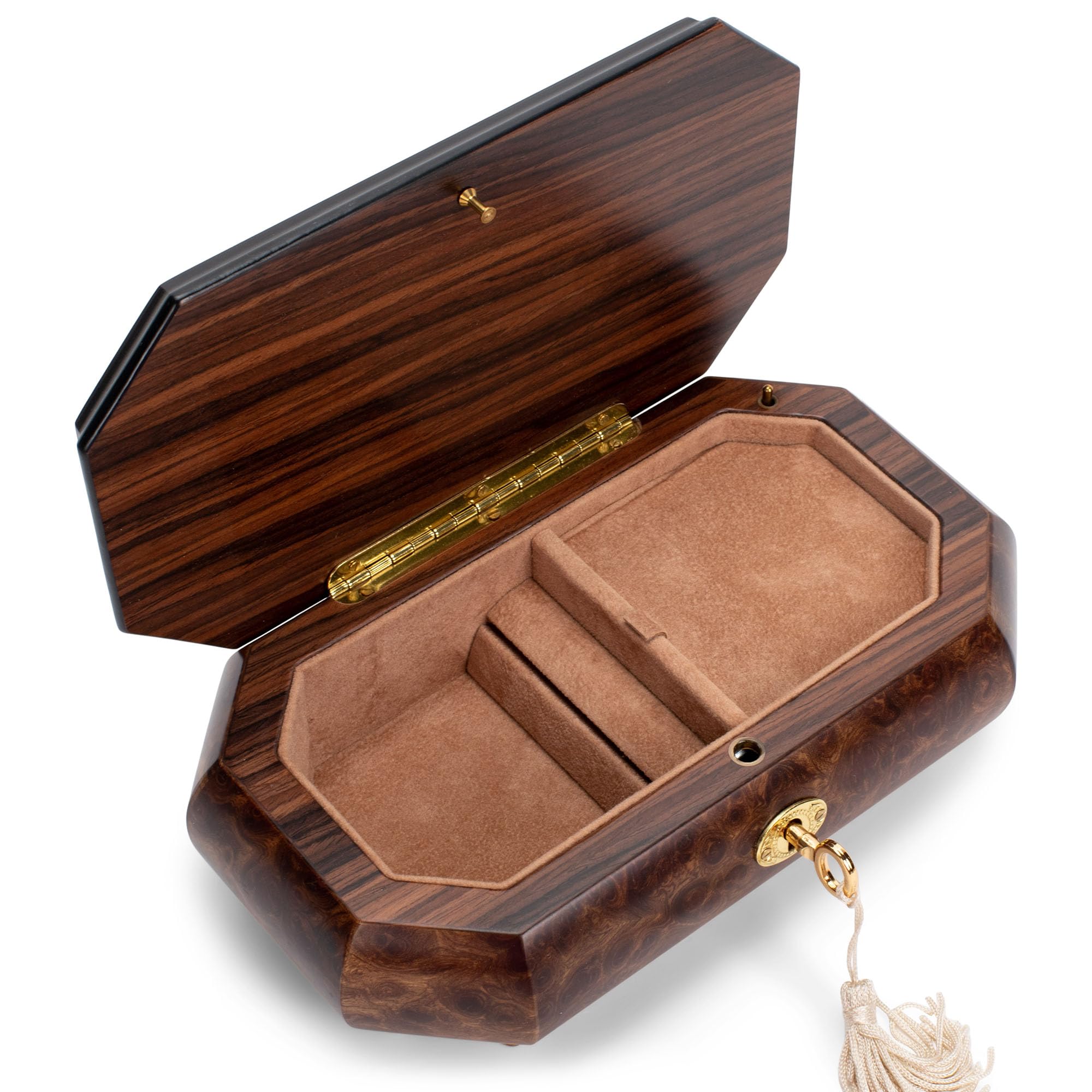 Elegant Matte Italian Inlaid Music Jewelry Box - Customizable Tune Options | Perfect for Gift Giving, Home Decor & Jewelry Storage