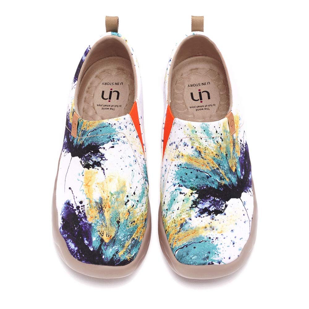 UIN Women's Slip On Sneakers - Comfortable Knit Loafers with Artistic Painting | Casual Walking Shoes for Women | Perfect for Work, Travel & Everyday Wear