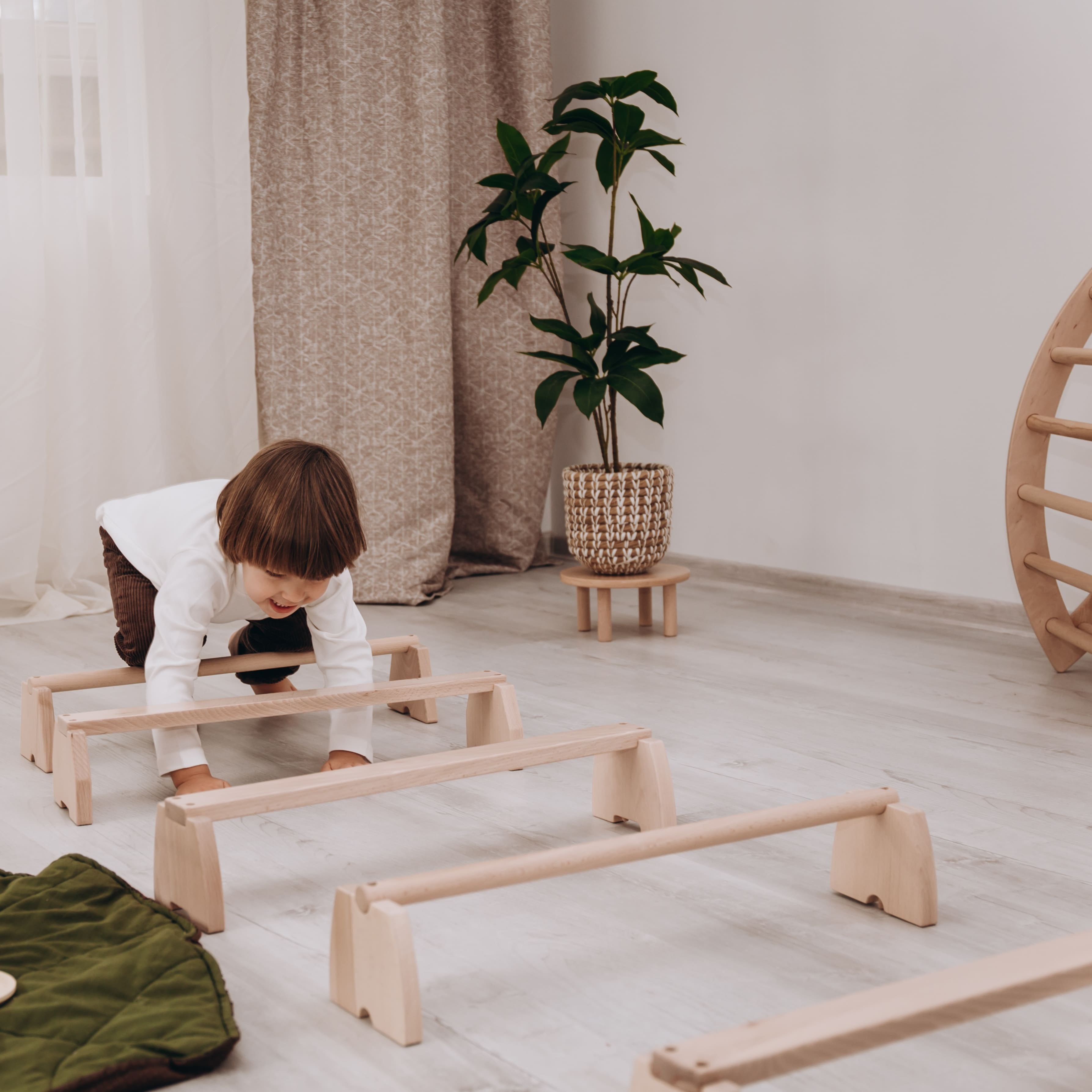 Kids Balance Beam Set for Gymnastics Training - Non-Slip Wooden Beam for Toddlers & Children - Indoor/Outdoor Play, Home Gym Equipment for Balance Practice & Coordination