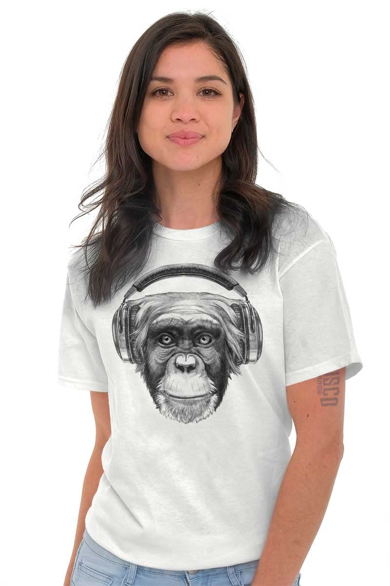 Smile Monkey Headphones Hipster Graphic T-Shirt for Men & Women - Trendy Funny Casual Tee for Music Lovers & Streetwear Fashion