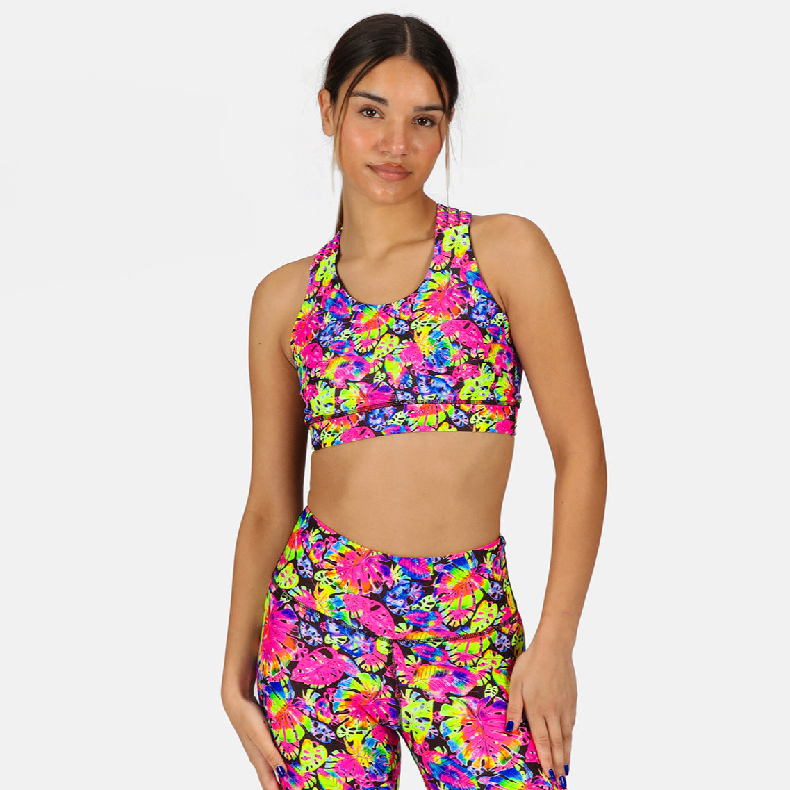 Women's Summer Palm Print Cross Back Bralette - Comfortable & Stylish for Beach, Yoga, and Casual Wear