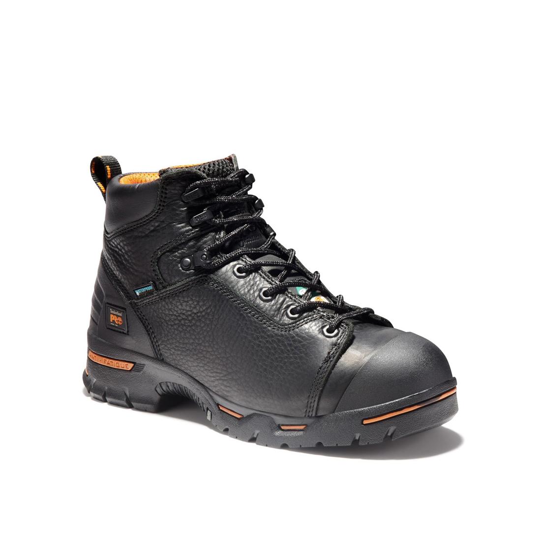 Endurance 6-Inch Steel Toe Waterproof Work Boots for Men - Black Safety Shoes for Construction, Warehouse & Outdoor Work