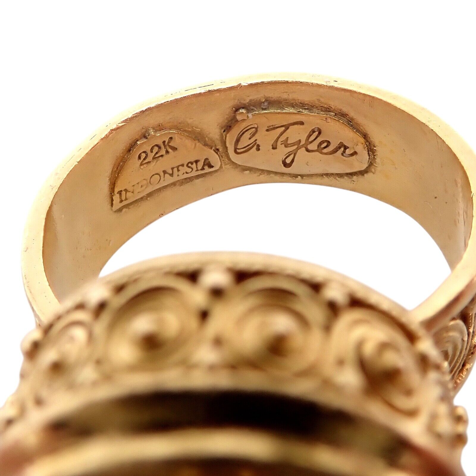 Vintage Carolyn Tyler 22k Yellow Gold Seven Seas Large Citrine Ring - Elegant Statement Jewelry for Women, Perfect for Weddings, Parties & Special Occasions