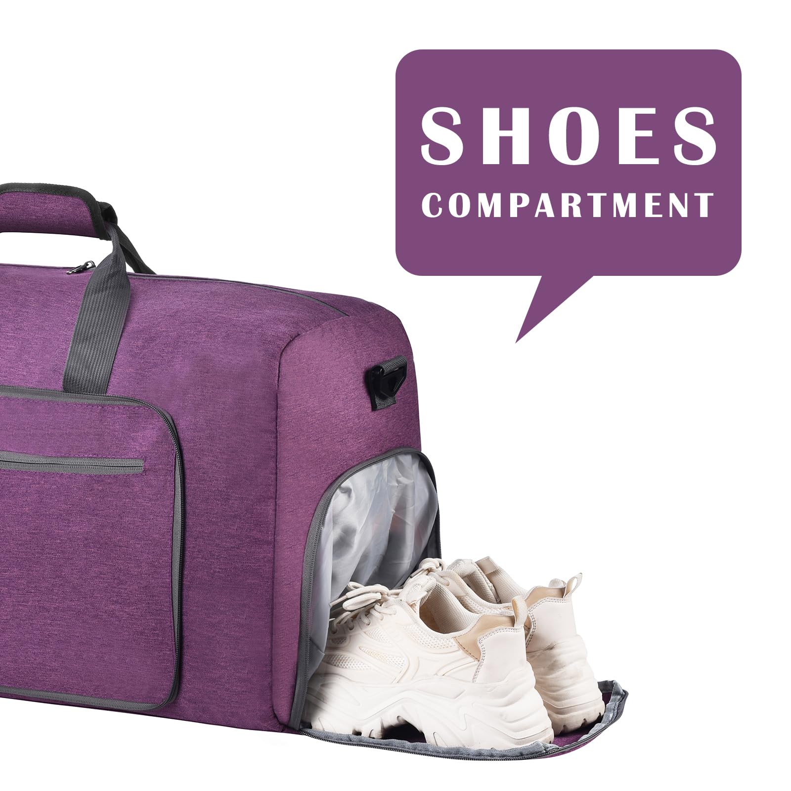 Felipe Varela Duffle Bag with Shoes Compartment & Adjustable Strap - Foldable Waterproof Travel Duffel for Men & Women - Perfect for Gym, Weekend Trips & Air Travel