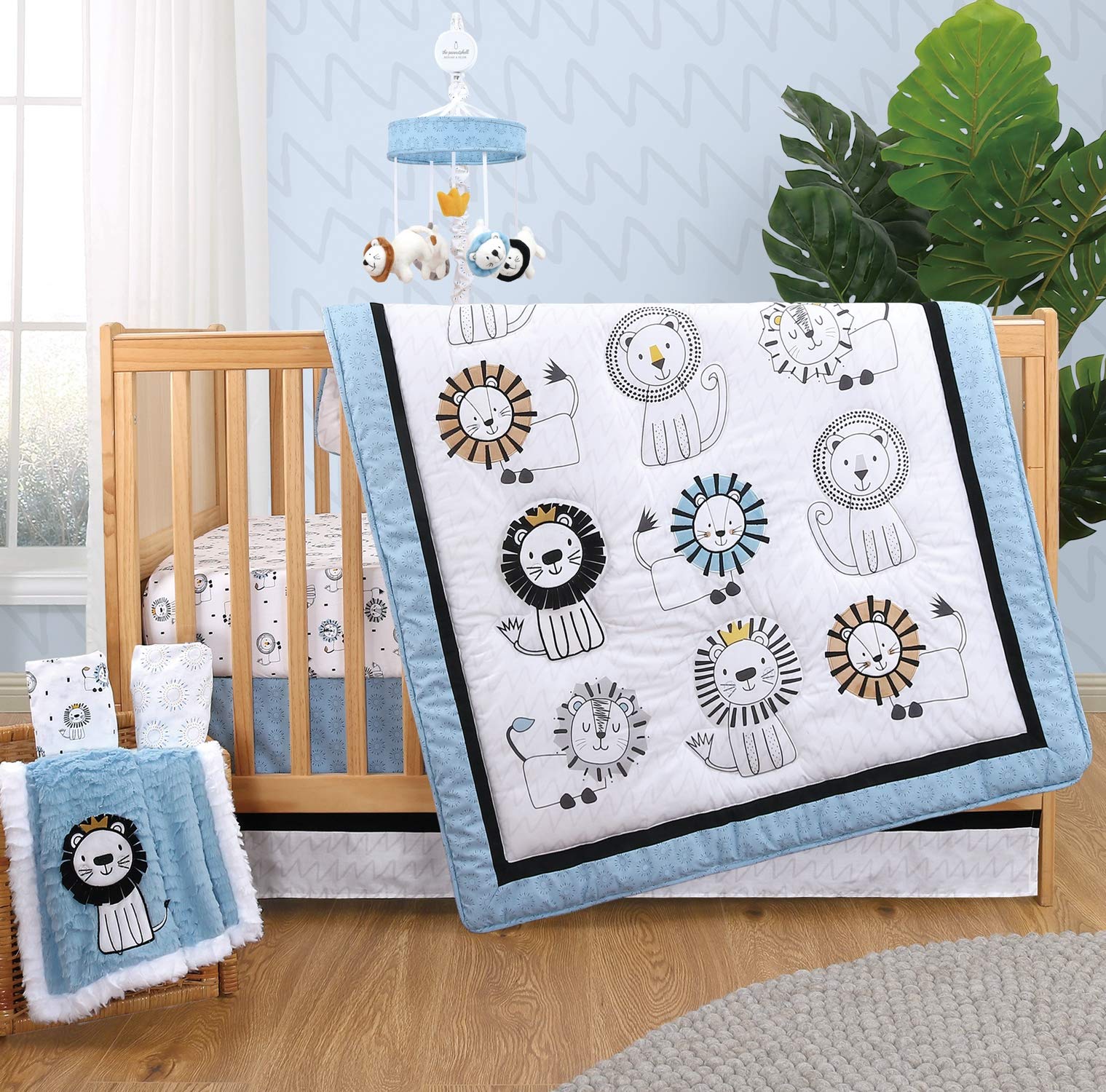 The Peanutshell Little King 3-Piece Crib Bedding Set for Baby Boys & Girls - Lion Nursery Set with Crib Quilt, Fitted Sheet & Dust Ruffle | Soft & Safe Baby Bedding for Newborns & Toddlers | Perfect for Nursery Decor, Baby Showers & Cozy Sleep Time