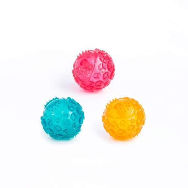 ZippyPaws Squeaky Dog Toy Ball - Teal & Pink Interactive Chew Toy with Loud Squeaker for Small & Medium Dogs - Perfect for Fetch, Training & Playtime