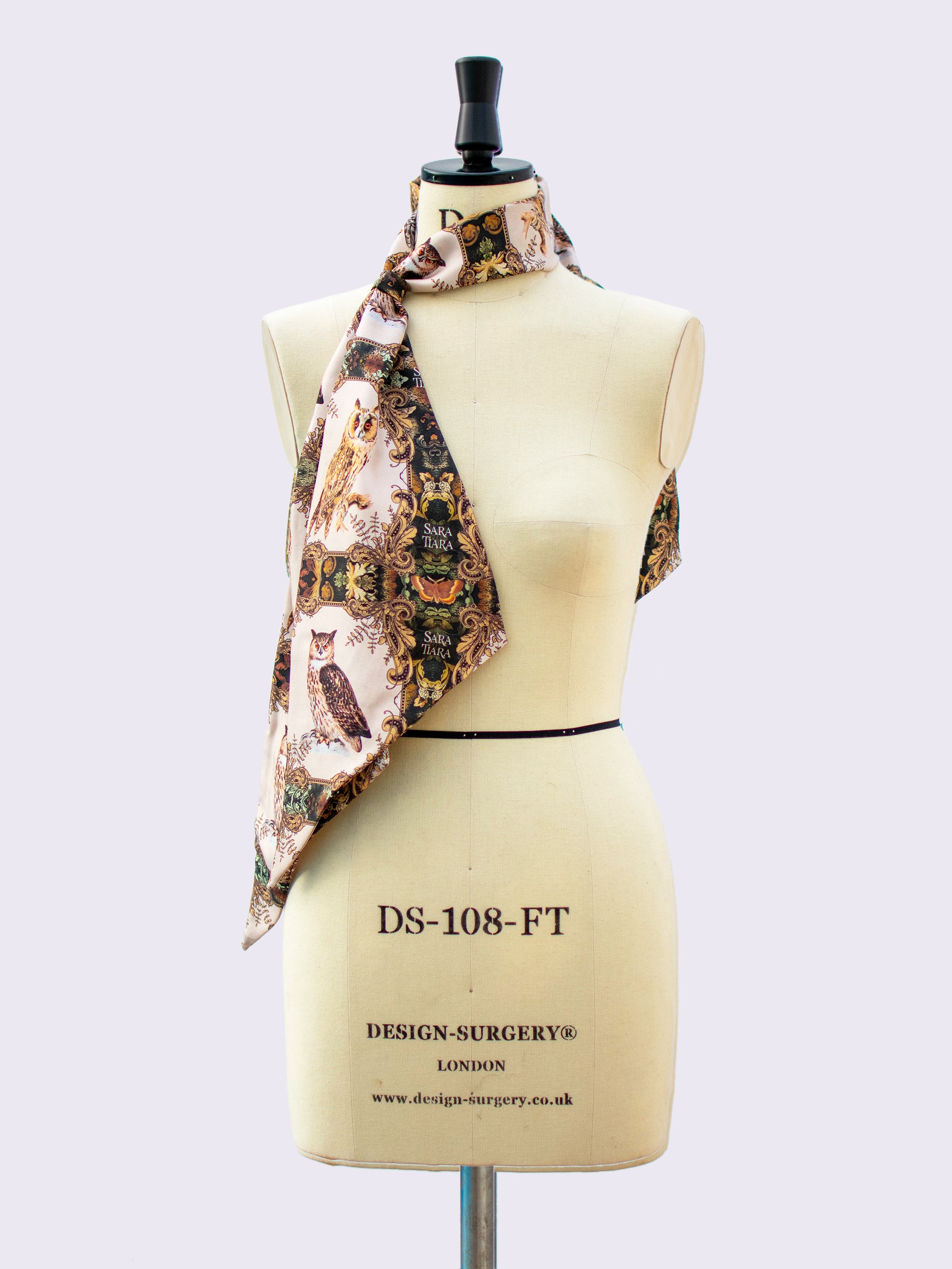 Stylish Owl Print Silk Skinny Scarf - Lightweight Fashion Accessory for Women - Perfect for Office, Party & Everyday Wear