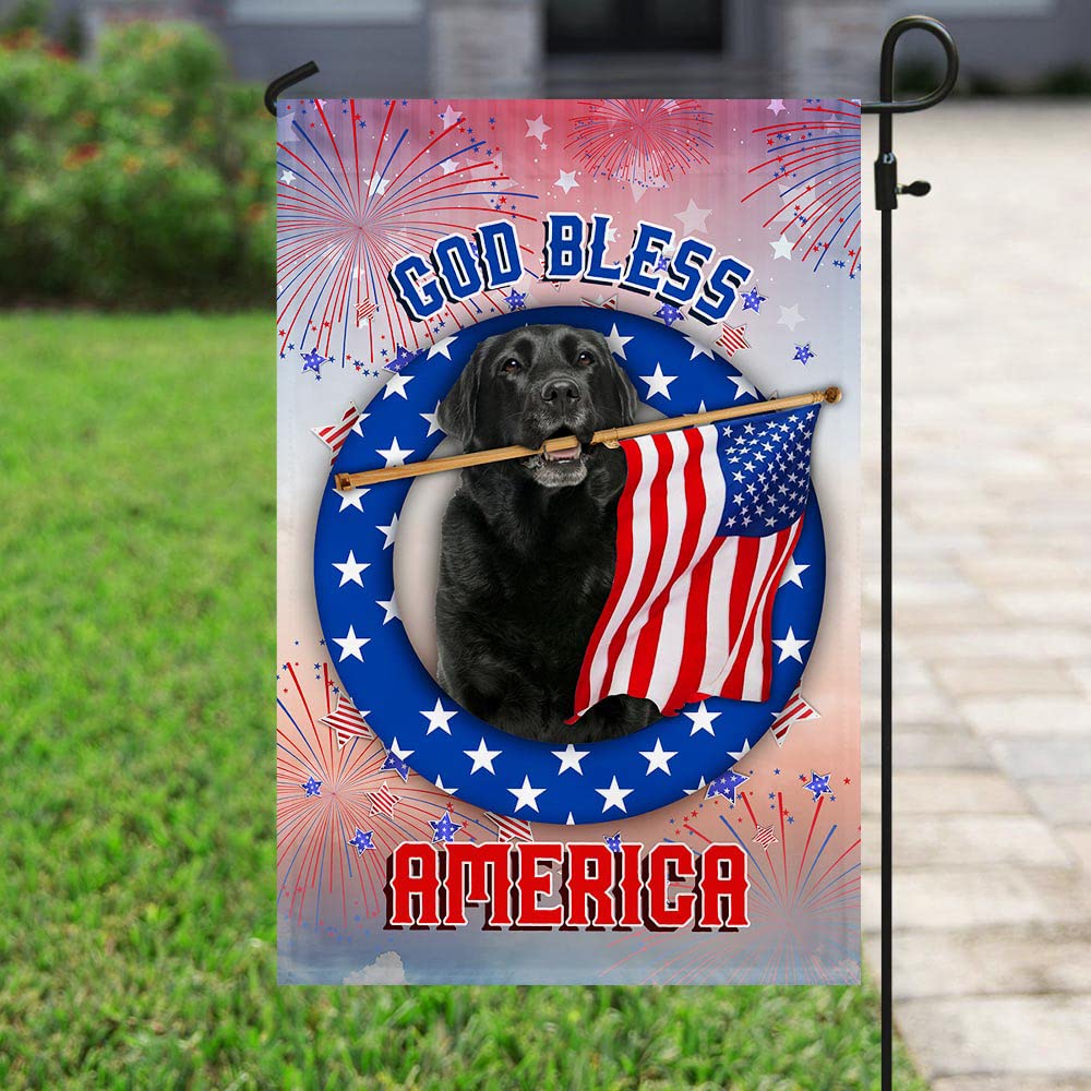 Black Labrador Retriever American Flag - Patriotic God Bless America Dog Yard Banner for Outdoor Decor, Garden & Home - 12x18 Inch - Perfect for 4th of July, Memorial Day & Backyard Displays