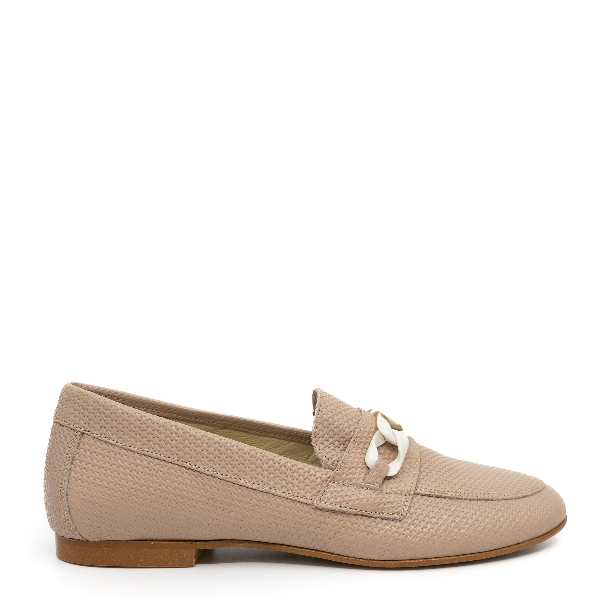 Blublonc Textured Leather Chain Loafers for Women - Comfortable Slip-On Shoes for Casual Outfits & Office Wear