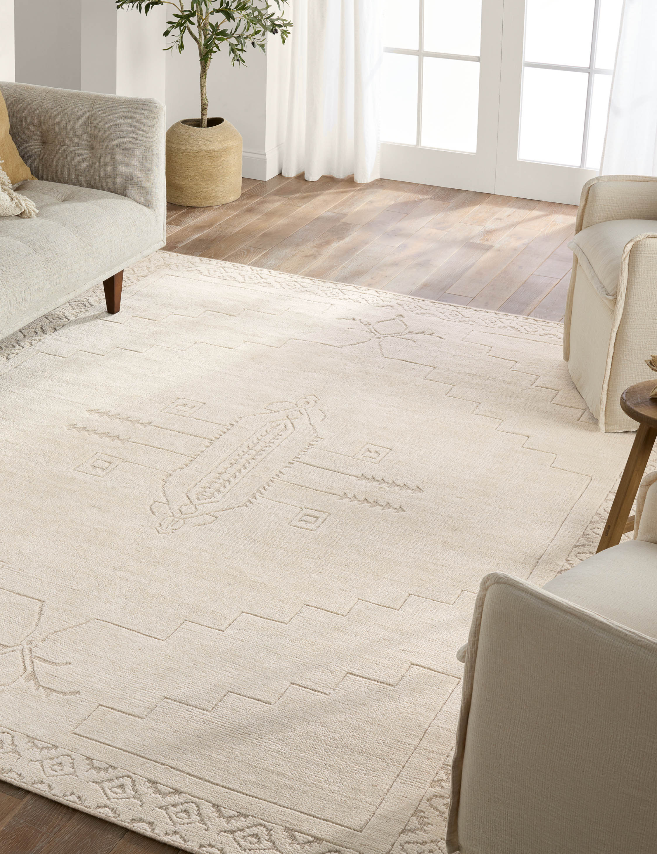 Hand Knotted Wool Blend Moroccan Style Area Rug - Boho Chic Home Decor for Living Room, Bedroom & Office
