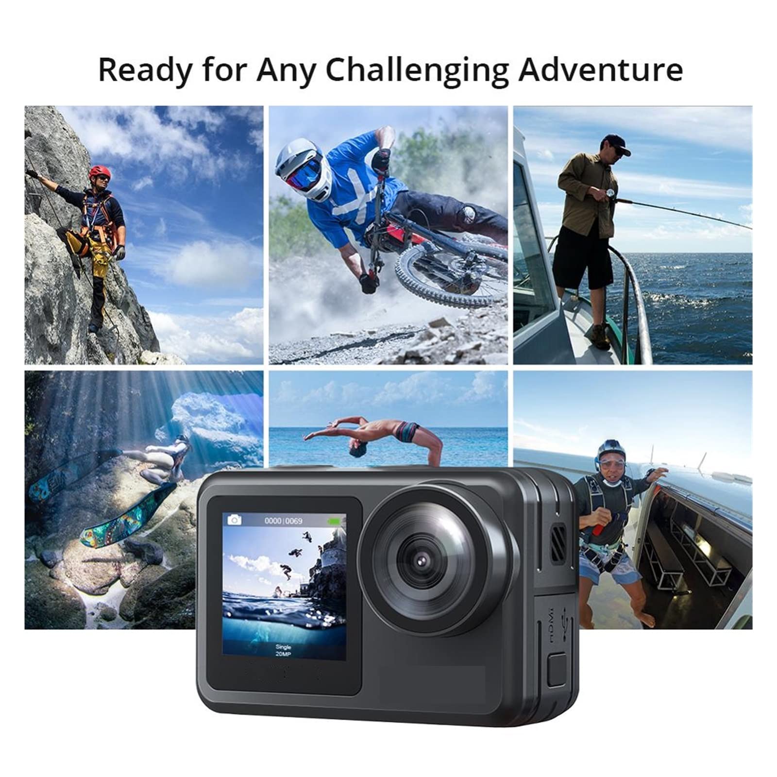 BODORME Brave 7 LE 4K30FPS Action Camera - 20MP Waterproof Sports Camera with Touch Screen, EIS 2.0 Stabilization & Remote Control - Perfect for Vlogging, Underwater Adventures, and Extreme Sports Recording