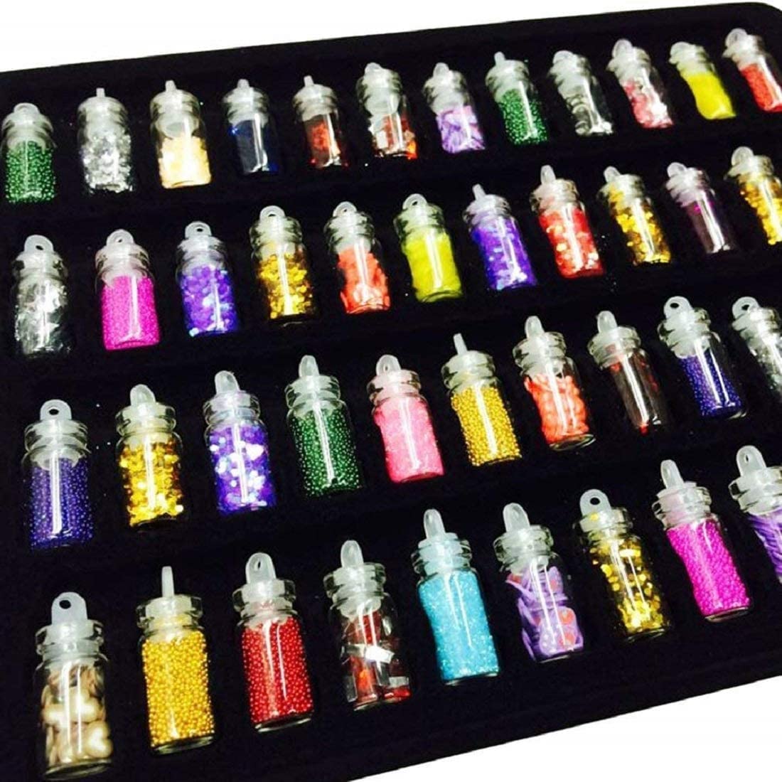 48 Bottles 3D Nail Art Set with 15 Pcs Professional Nail Art Brushes - DIY Nail Decoration Kit for Salon, Home Manicure & Party Nail Art Designs